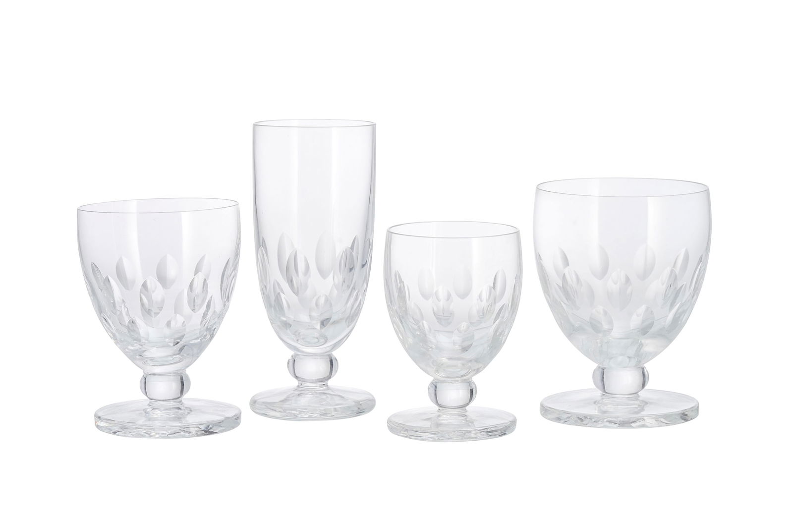 Service de verres en verre moulé-pressé signé Lalique France, modèle Bocage, com (1 of 1)