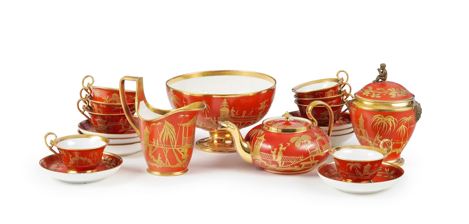 Partie de service à thé en porcelaine, signé P.L. Dagoty Paris, XIXe s., à d (1 of 12)