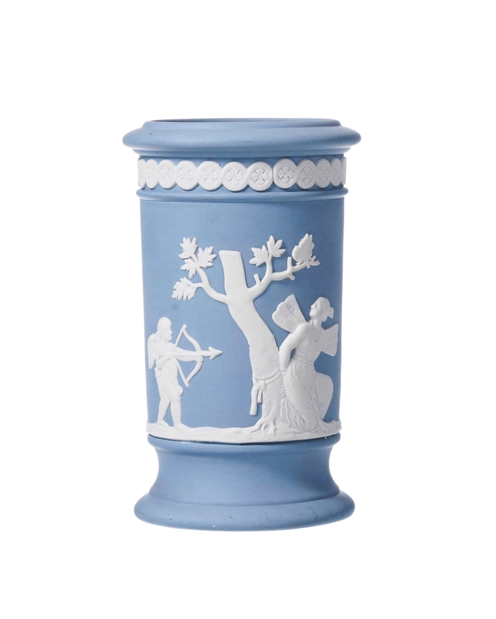 Ensemble de 3 pièces en biscuit bleu de Wedgwood, à décor blanc à l'antique, com - 3