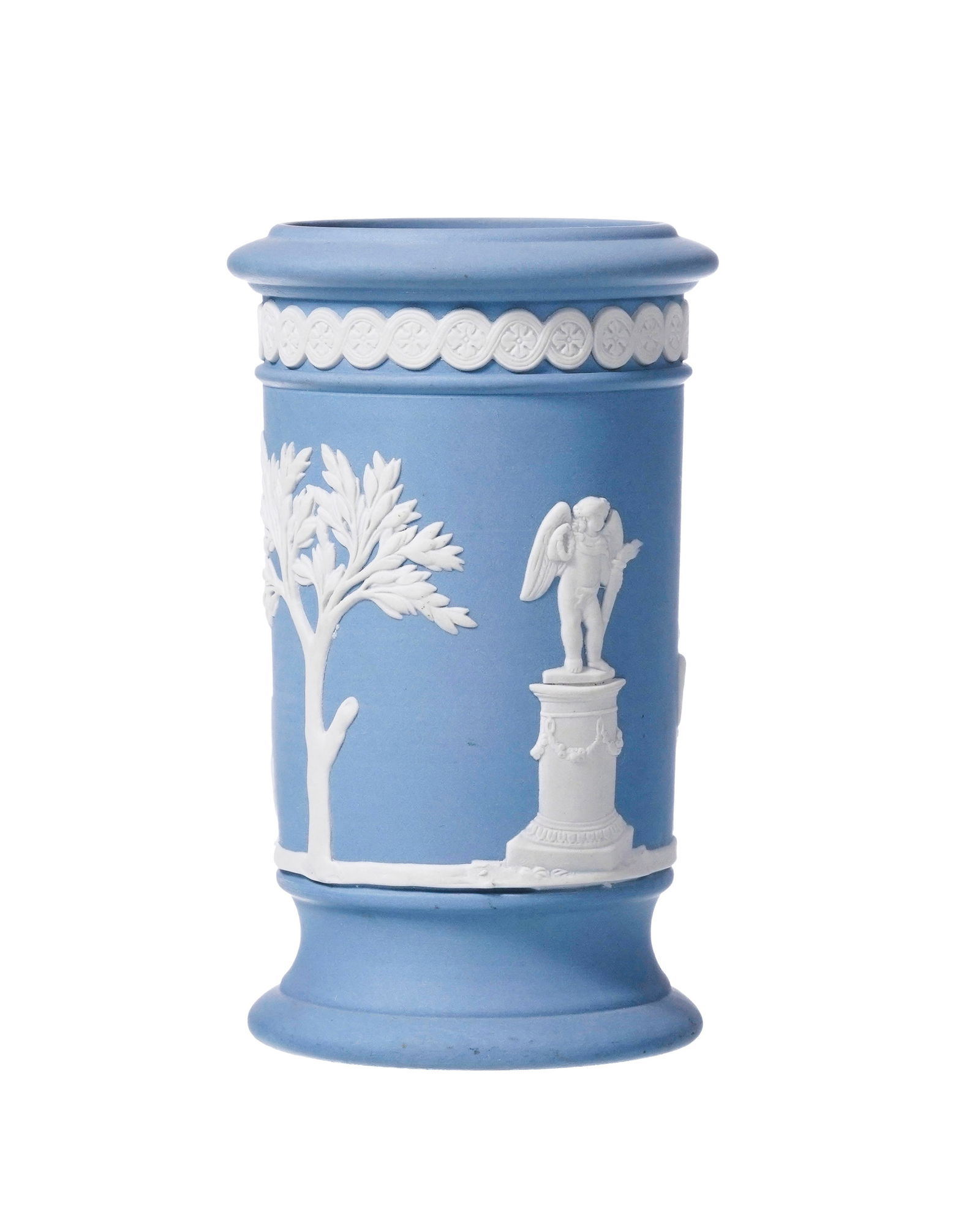 Ensemble de 3 pièces en biscuit bleu de Wedgwood, à décor blanc à l'antique, com - 4