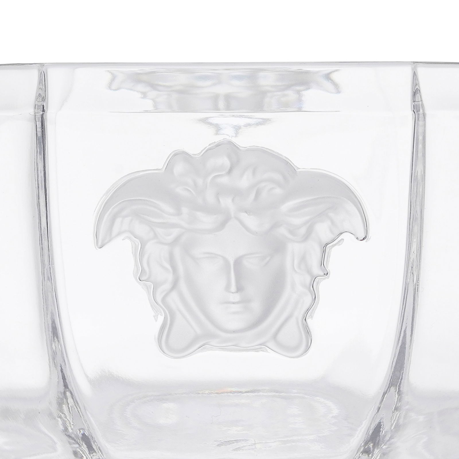 Coupe en verre à pans coupés, par Rosenthal Germany pour Versace, modèle Medusa, diam - 2