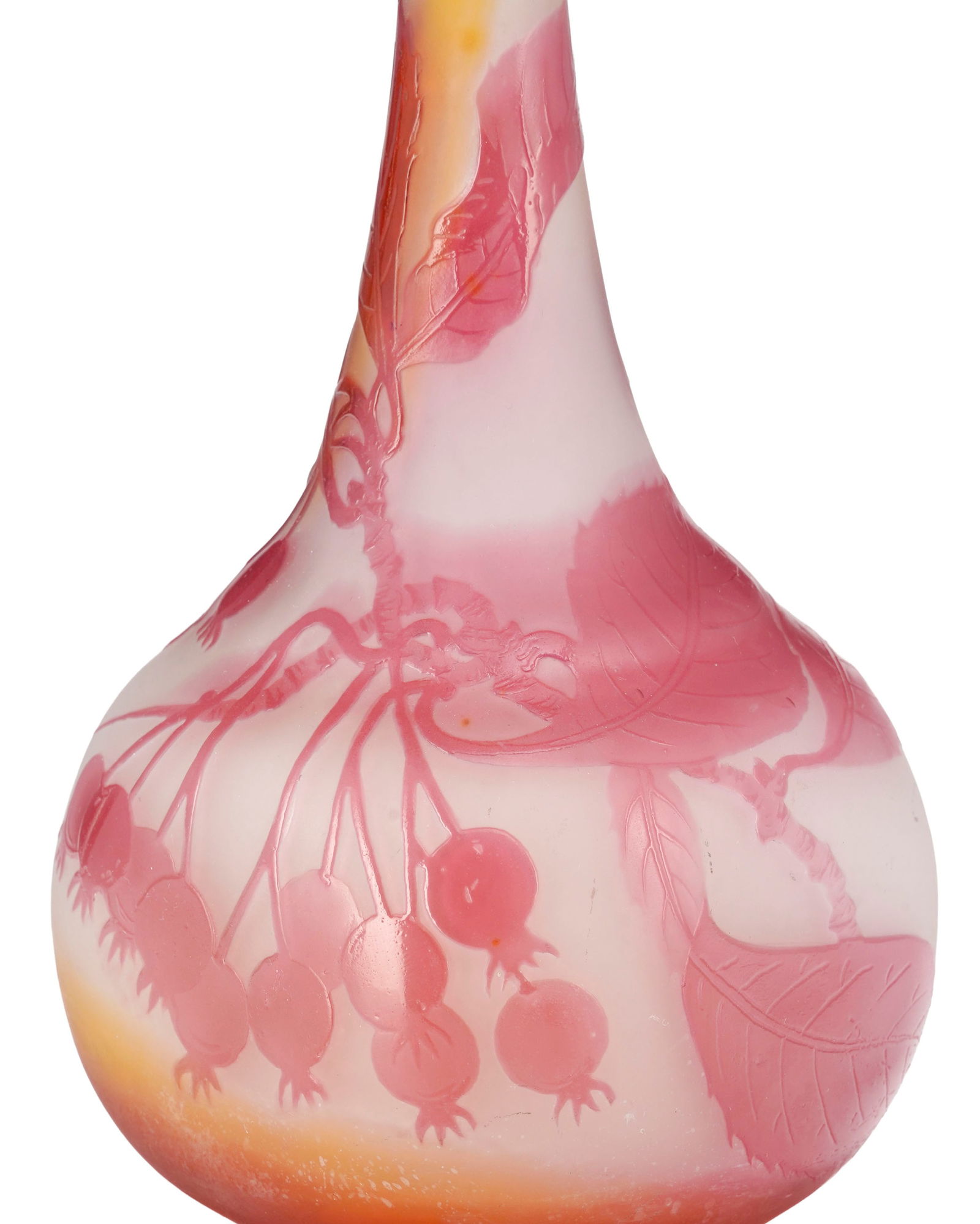 Vase soliflore en verre multicouche signé Gallé, à décor dégagé à - 6