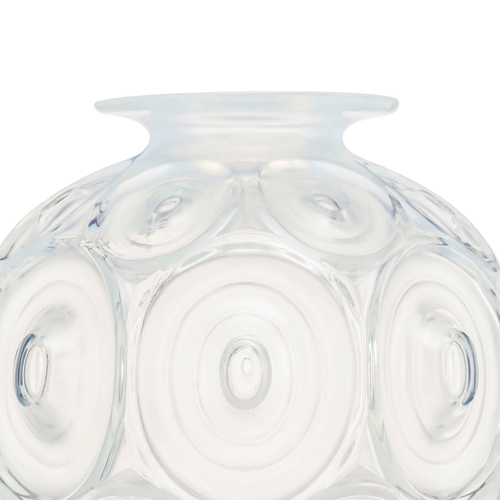 Vase boule Art Déco en verre opalescent, signé Sabino Paris, modèle Alvéoles et  - 2
