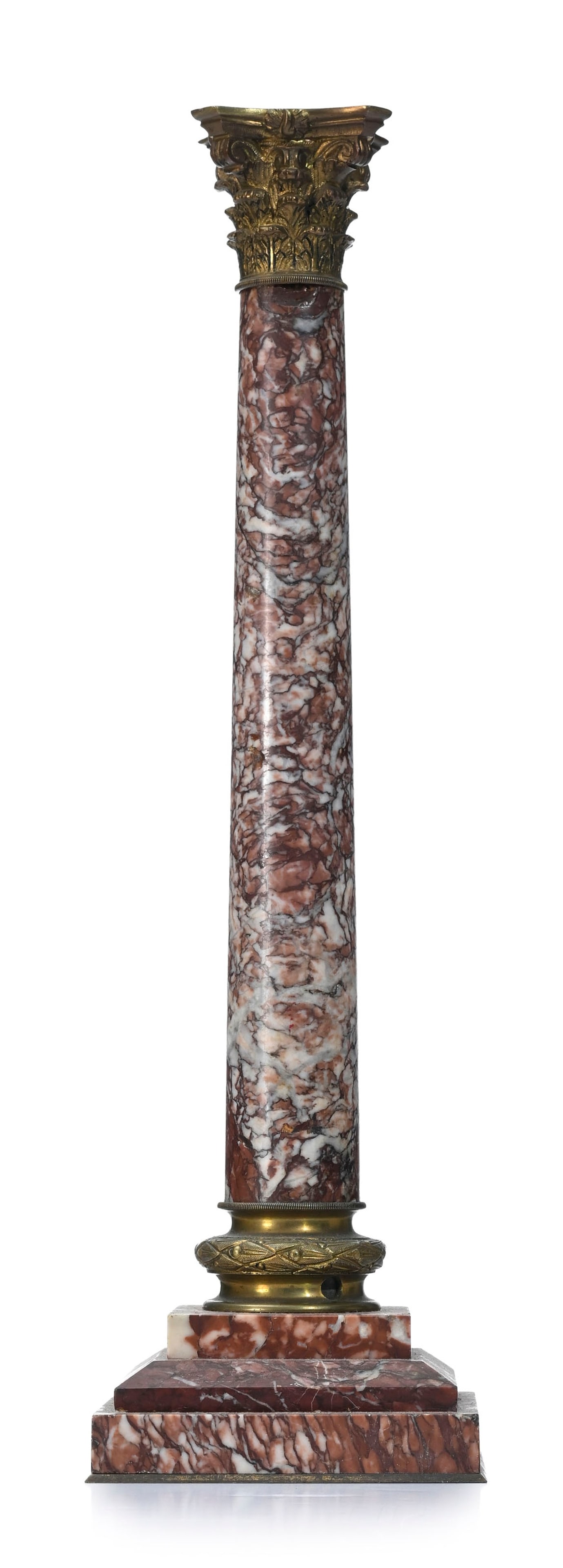 Colonne, XXe s., en marbre et bronze doré, fût terminé par un chapiteau corinthien, h (1 of 3)