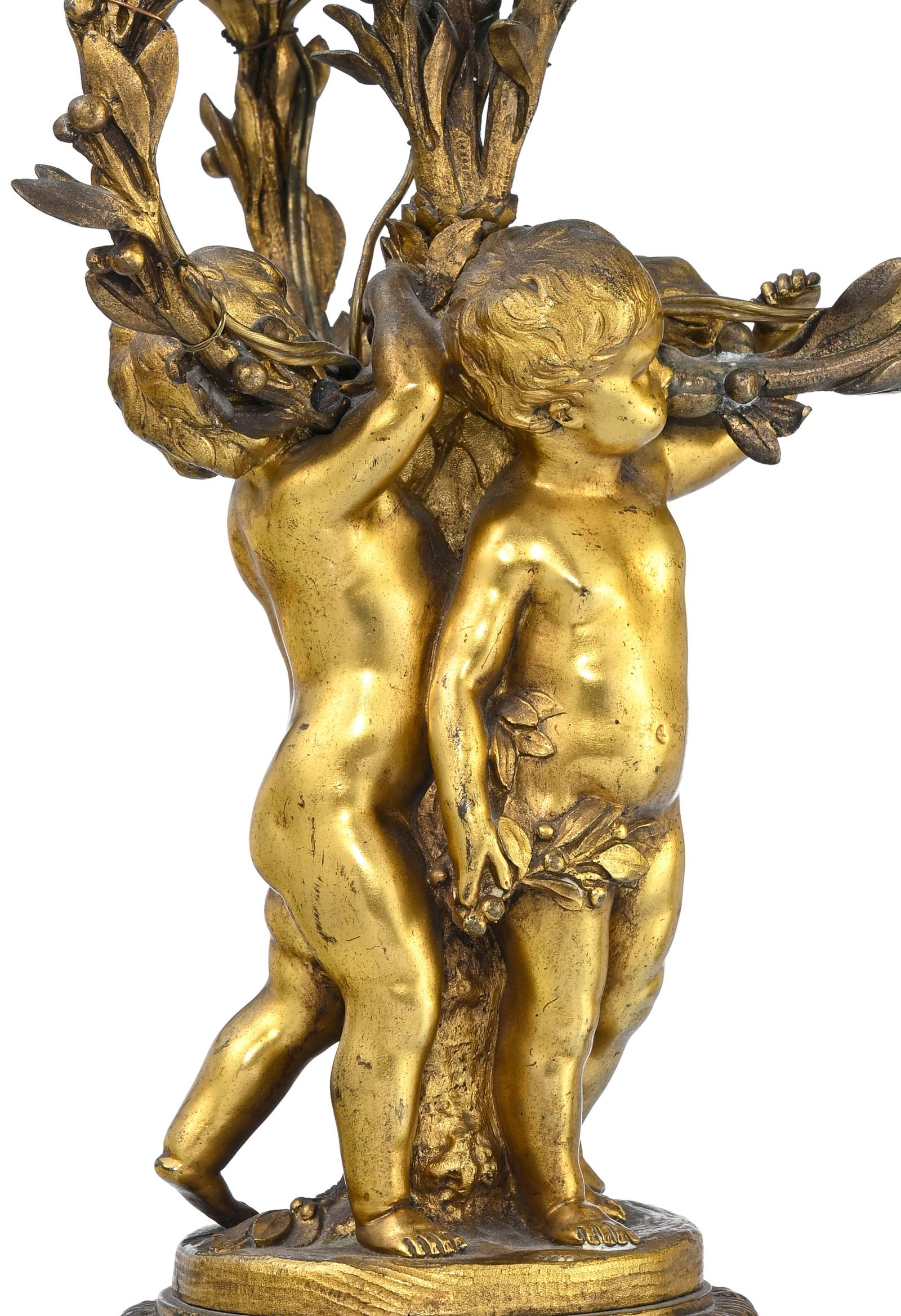 Paire de candélabres d'époque Napoléon III, en bronze ciselé et doré, à - 4