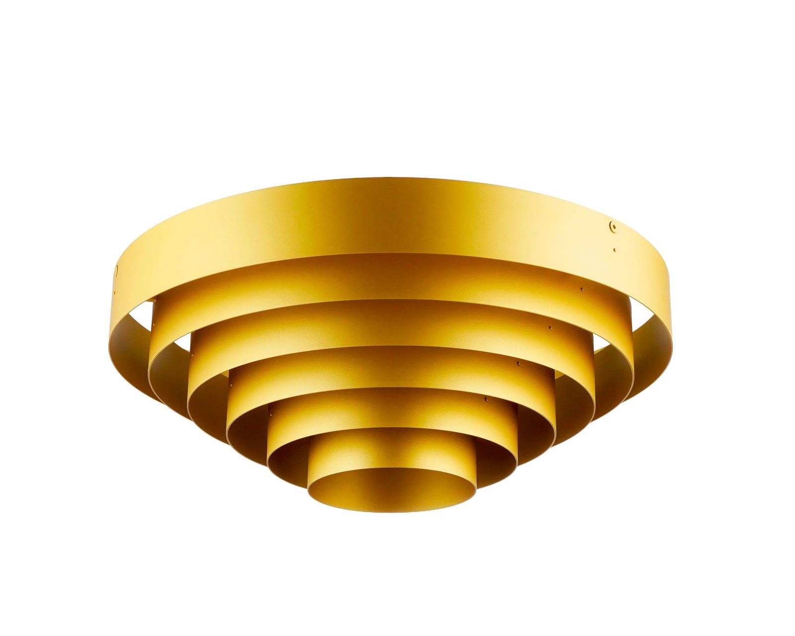 Suspension par Jules Wabbes (1919-1974), édition Wever & Ducré, en aluminium doré mat: Suspension par Jules Wabbes (1919-1974), édition Wever & Ducré, en aluminium doré mat, h. 20 cm, diam. 39 cm Conditionnous ne garantissons pas l'état de l'installation