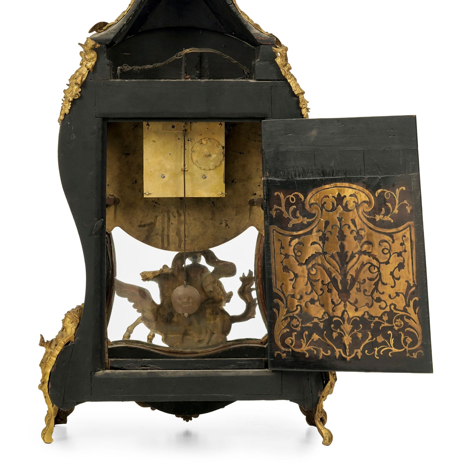 Cartel d'applique d'époque Régence, en marqueterie Boulle d'écaille de tortue et incr - 14