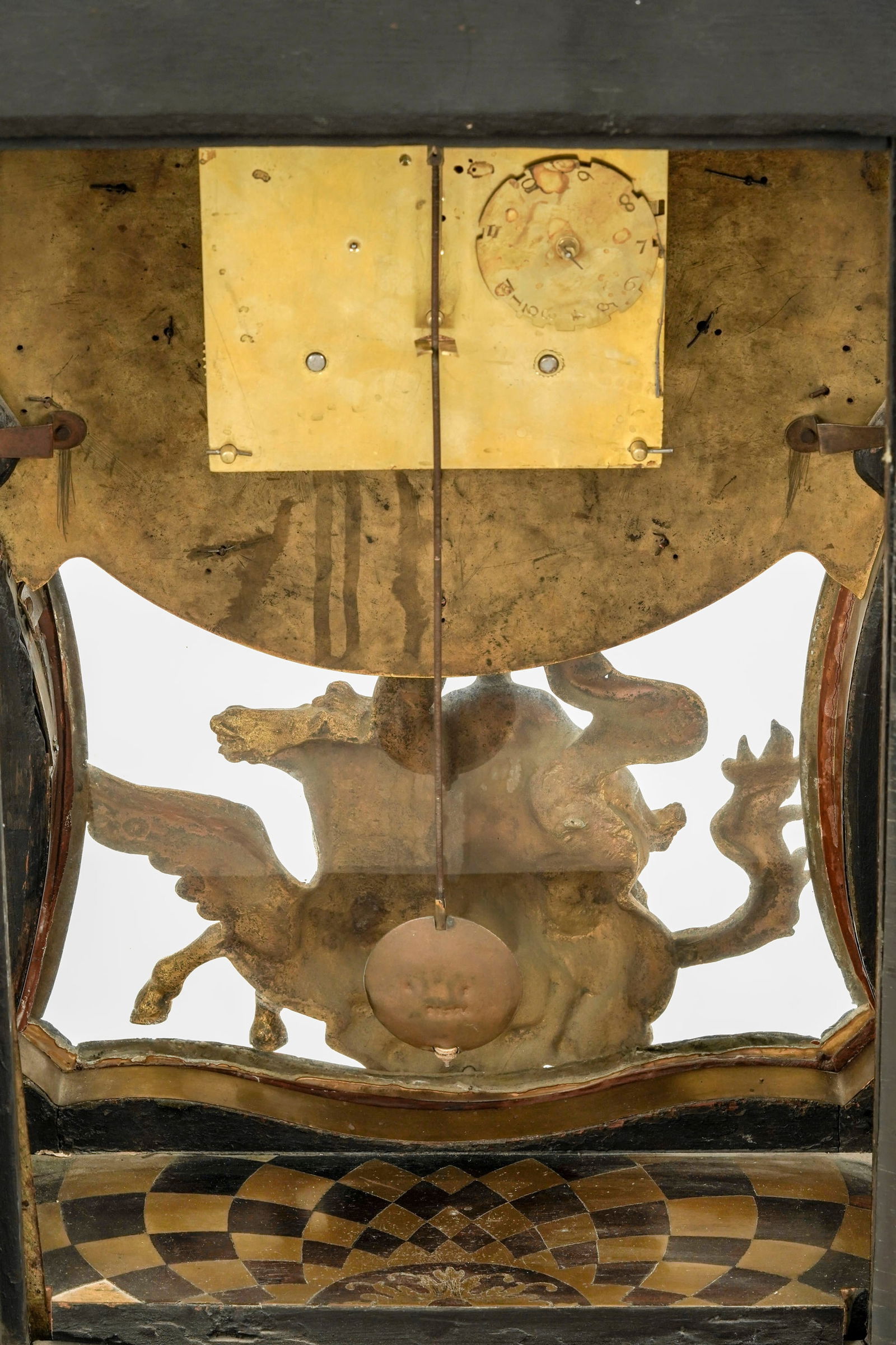 Cartel d'applique d'époque Régence, en marqueterie Boulle d'écaille de tortue et incr - 16