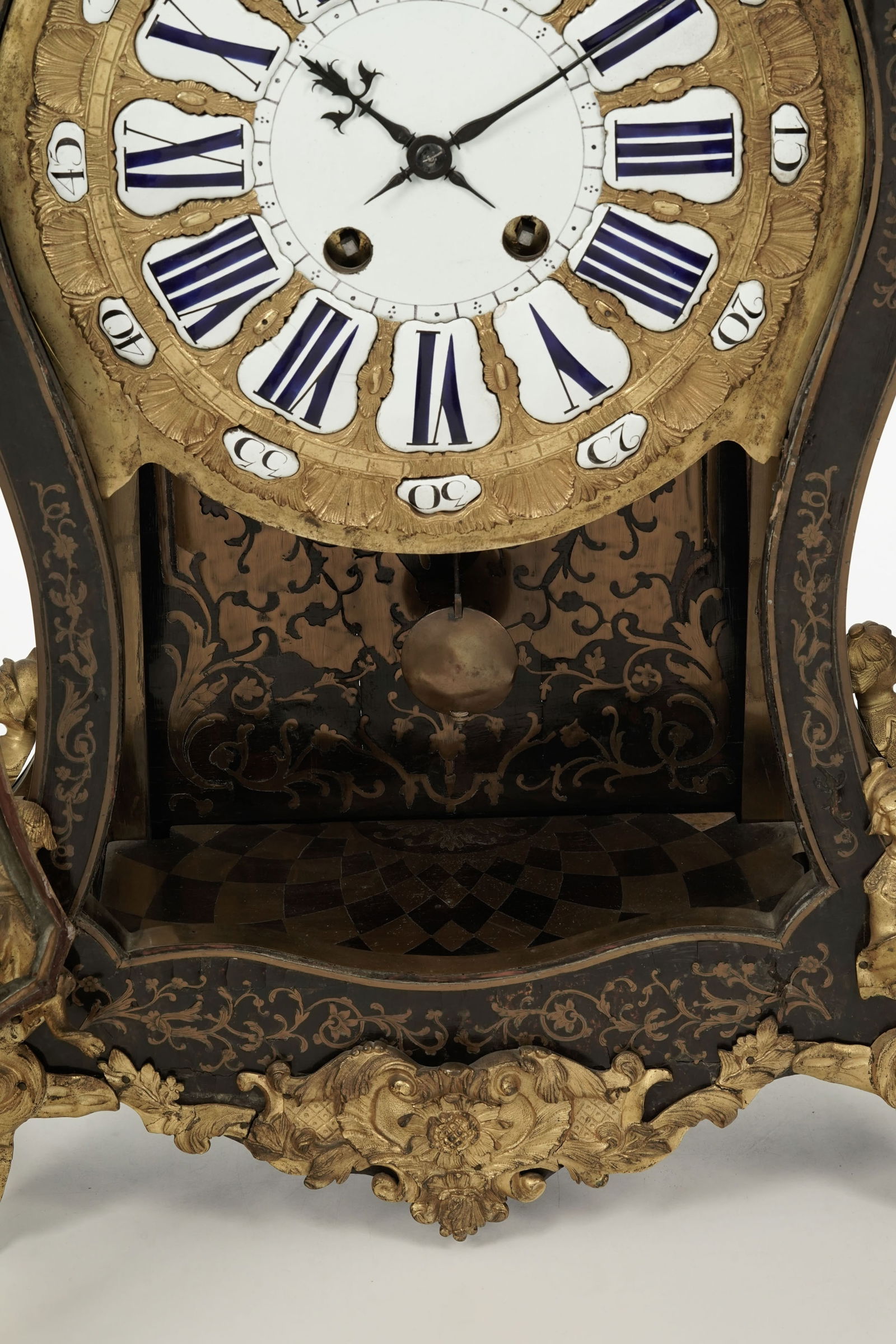 Cartel d'applique d'époque Régence, en marqueterie Boulle d'écaille de tortue et incr - 4