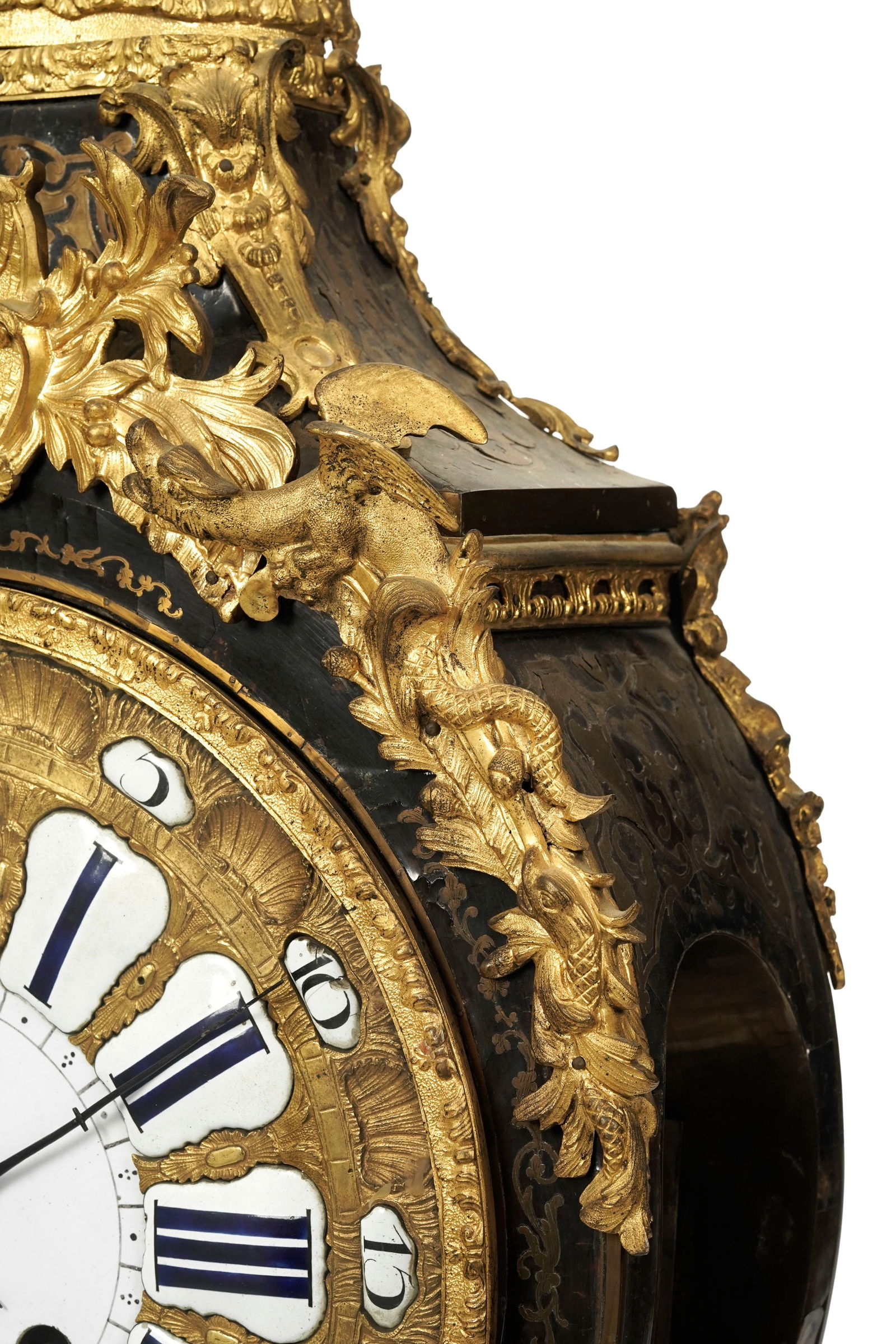 Cartel d'applique d'époque Régence, en marqueterie Boulle d'écaille de tortue et incr - 7