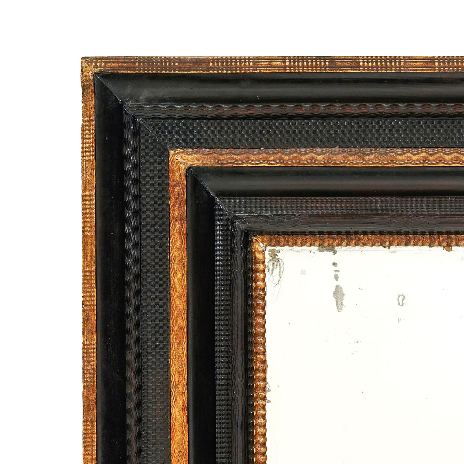 Miroir, Pays-Bas, en partie du XVIIIe s., en bois noirci et bois doré, cadre composé de fr - 2