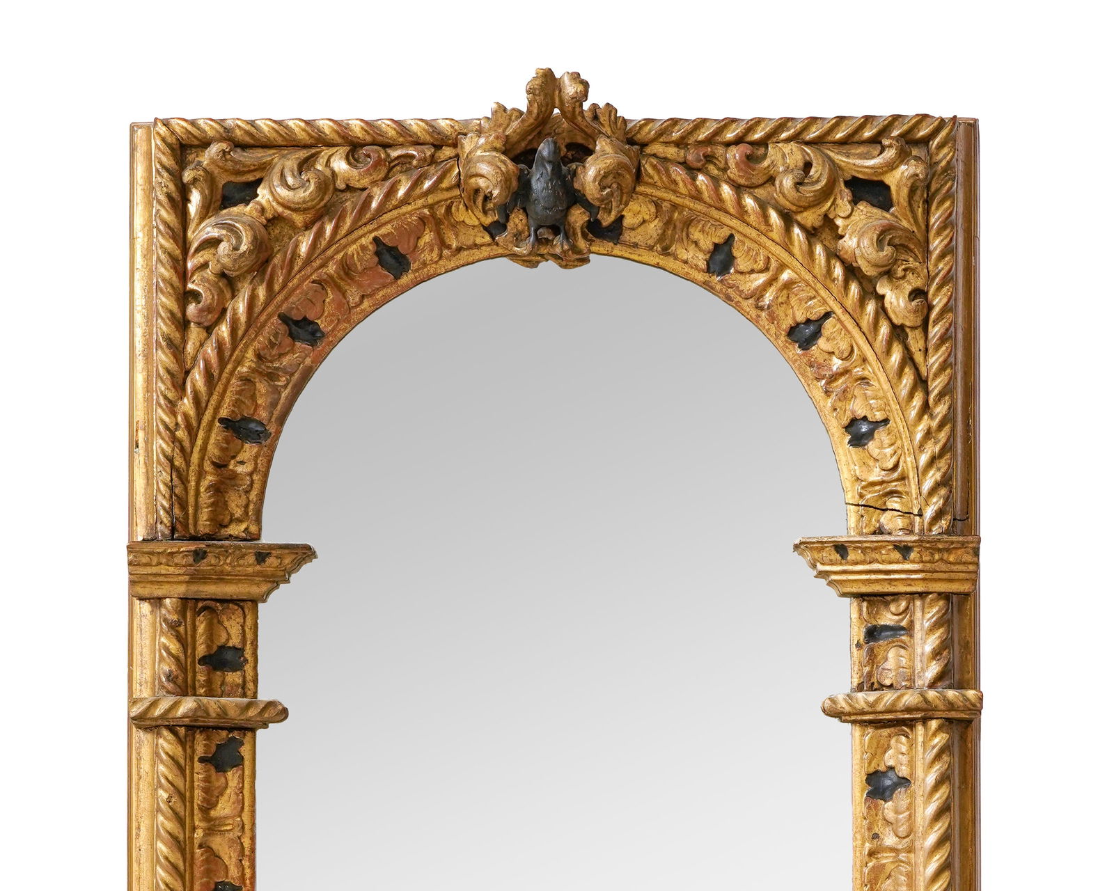 Miroir, Italie, fin XIXe s., en bois sculpté de frises de feuillages, feuilles d'acanthe et tor - 2
