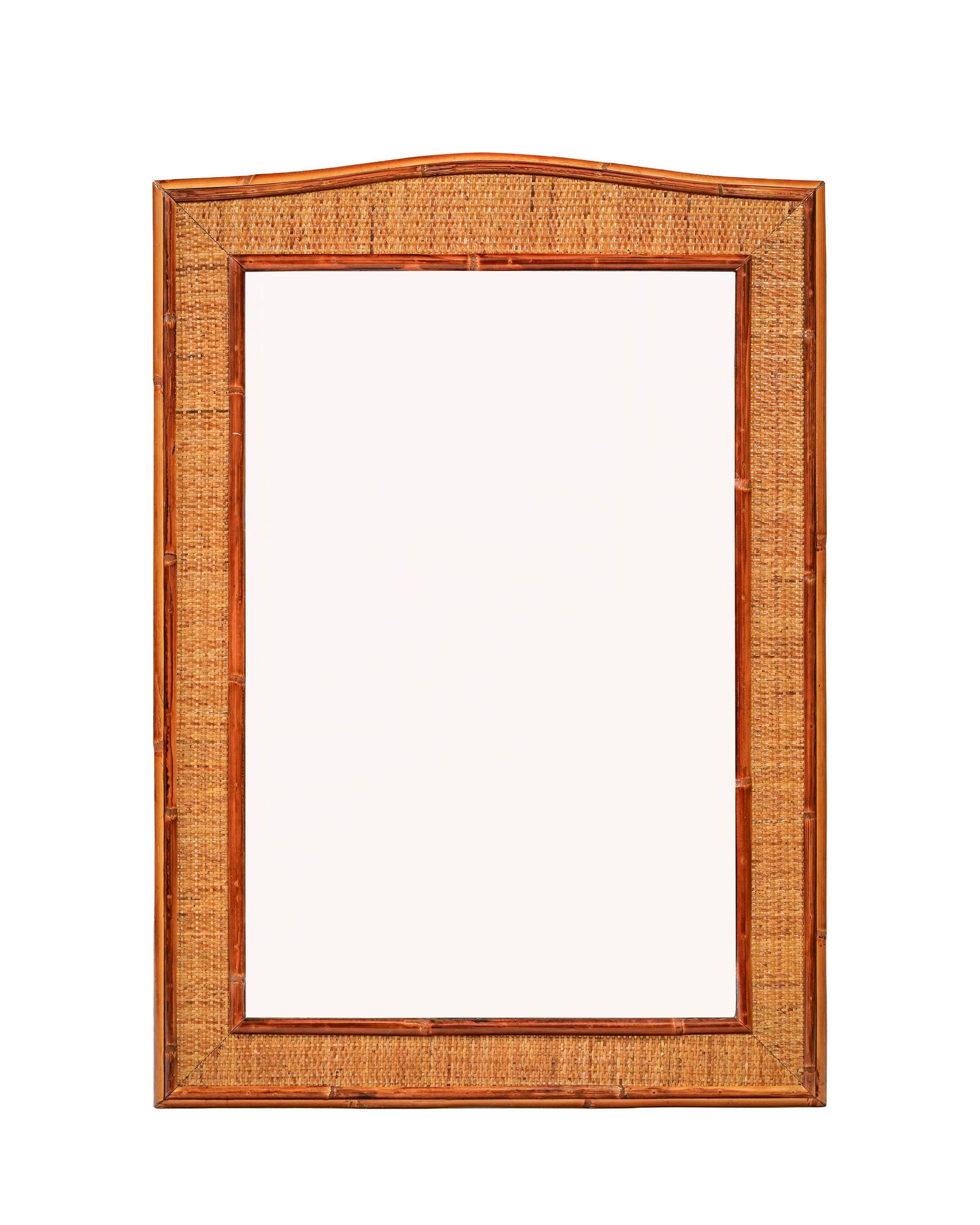 Miroir, XXe s., cadre en bambou et rotin, 100x72 cm: Miroir, XXe s., cadre en bambou et rotin, 100x72 cm 