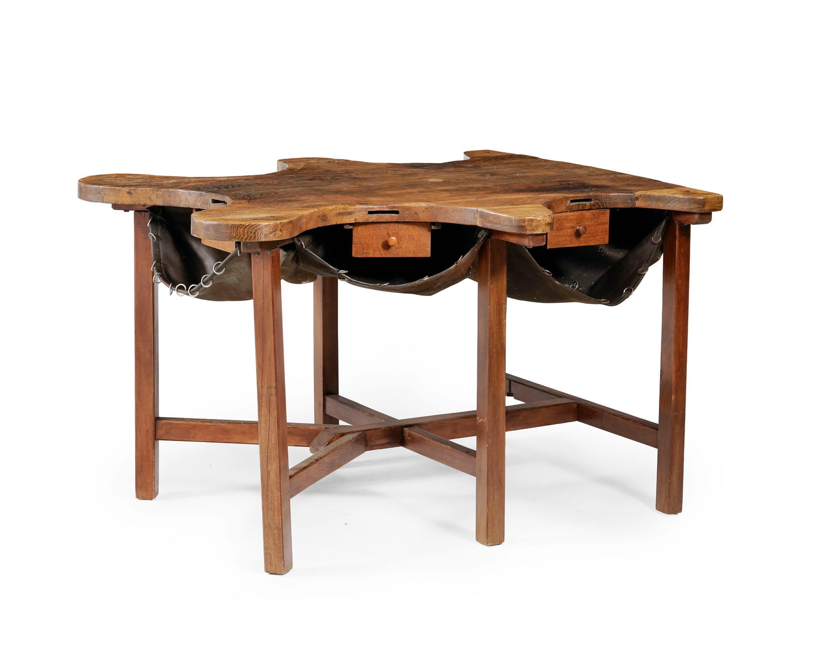 Etabli d'horloger collectif, 1ère moitié du XXe s., en bois naturel, composé de cinq  (1 of 2)