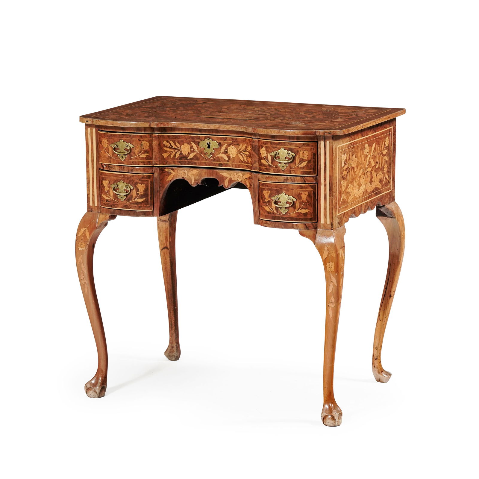 Table à écrire, Hollande, fin du XVIIIe s., en placage de noyer et marqueterie à d (1 of 4)