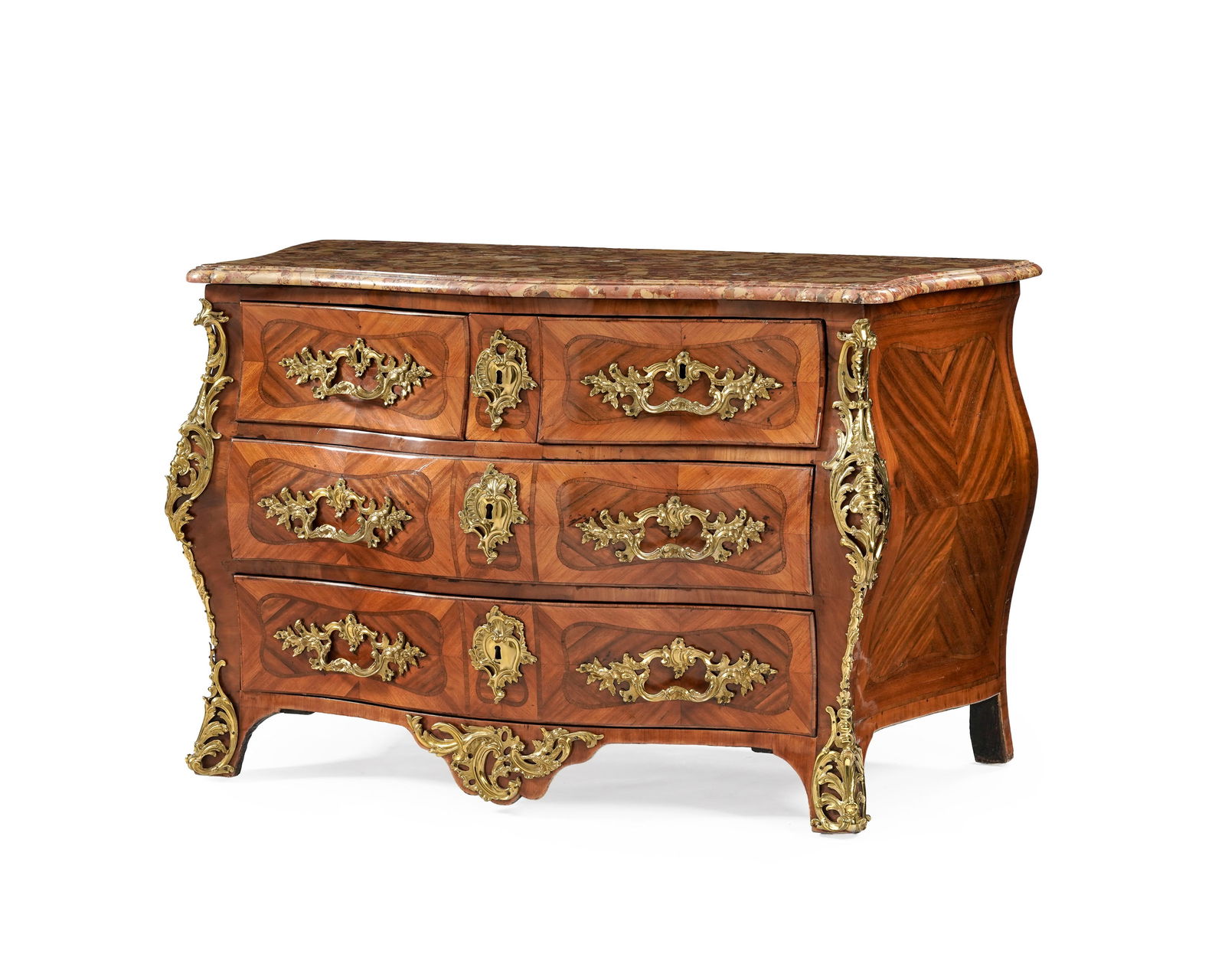 Commode tombeau d'époque Régence, en placage de bois de violette et bois de rose, ornement (1 of 3)