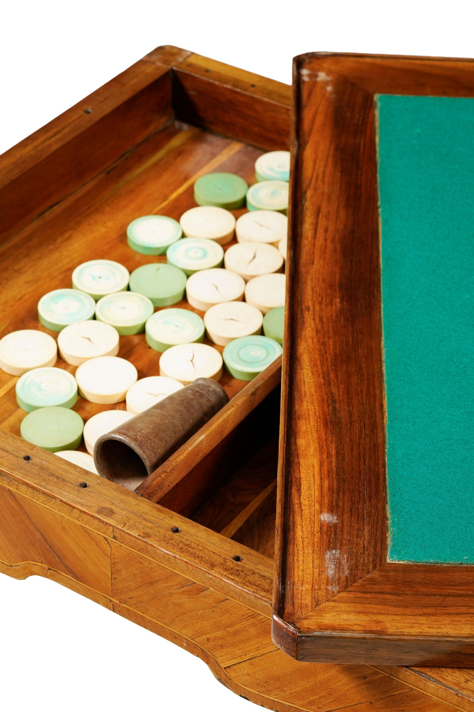 Table à jeu d'époque Louis XV, en placage de bois de rose, filets et damier en marqueterie - 3