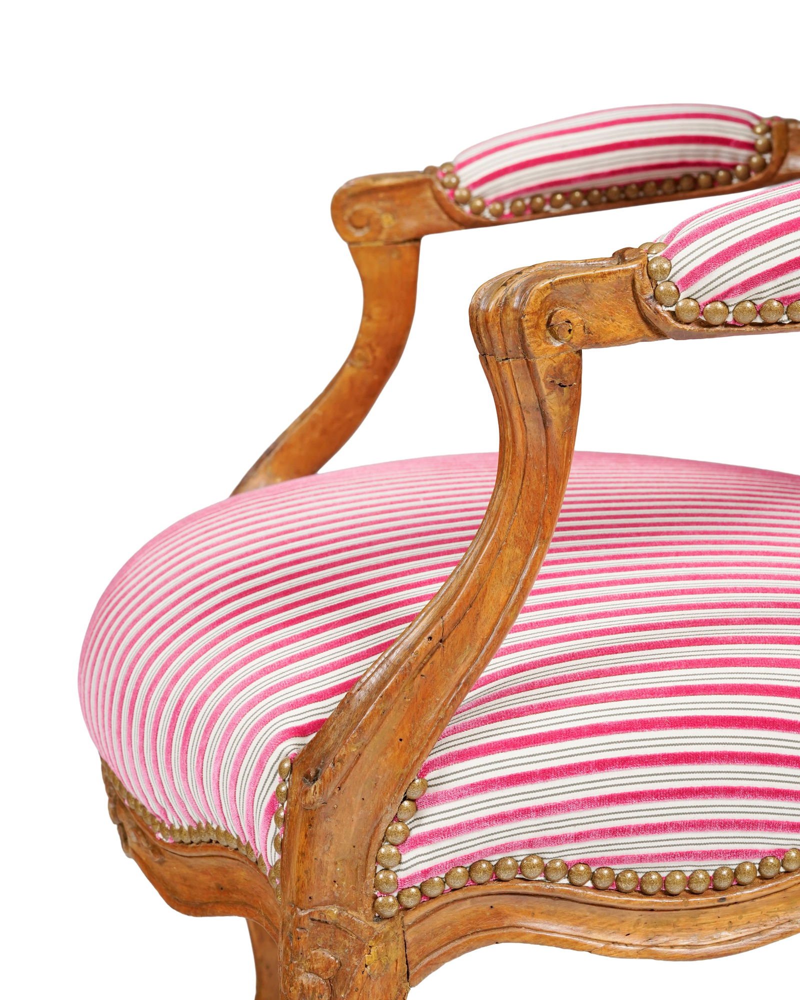 Fauteuil d'époque Louis XV estampillé M.DELAPORTE, en noyer mouluré et sculpté d - 2
