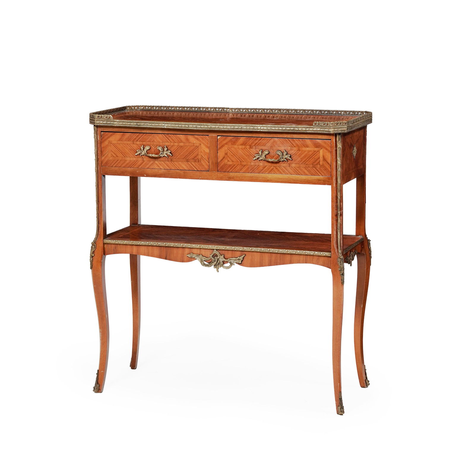 Desserte, XXe s., en placage de bois de rose, ouvrant par deux tiroirs, montants reliés par une (1 of 5)
