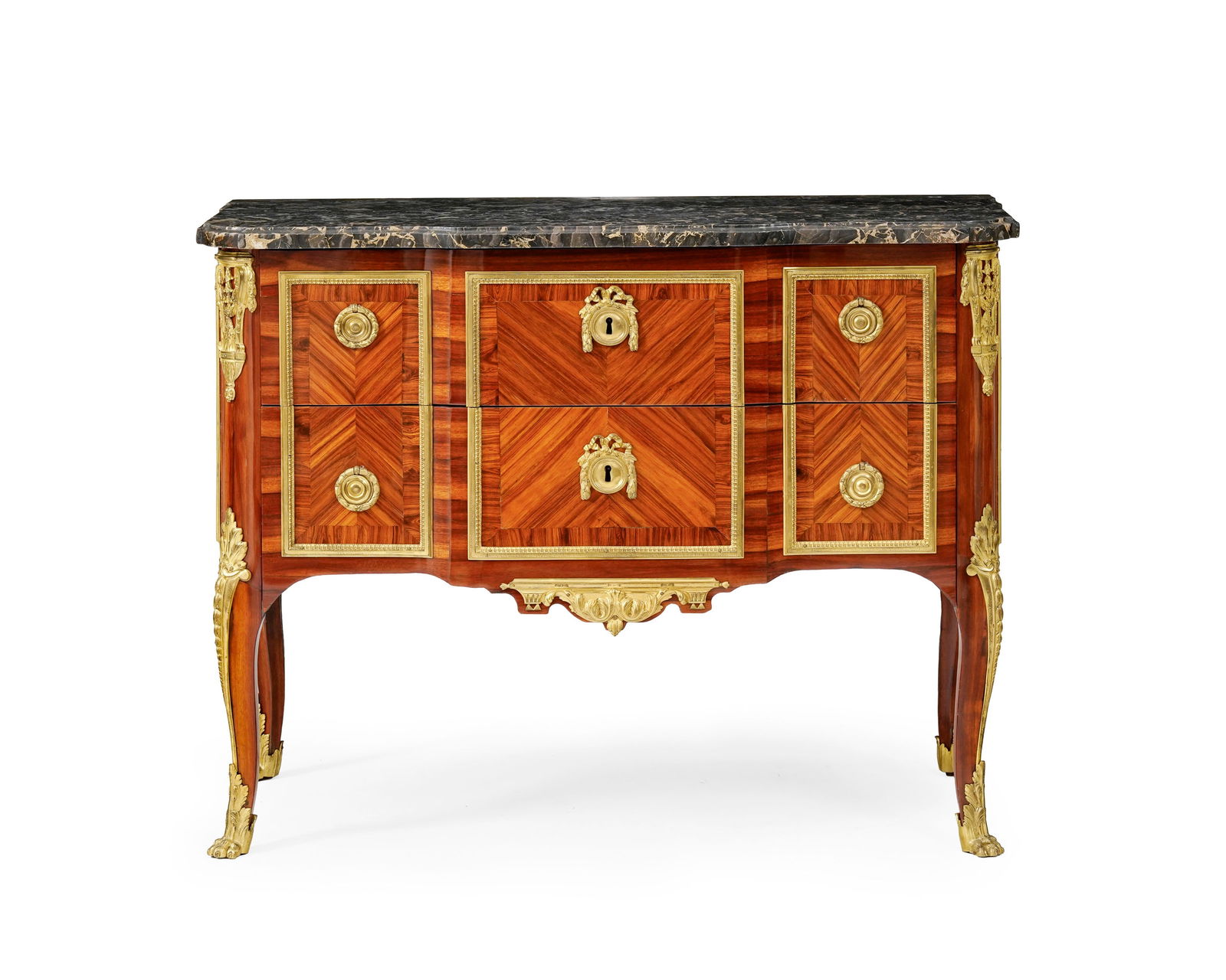 Commode d'époque Transition estampillée J.STUMPFF et JME, en placage de bois de violette e (1 of 5)