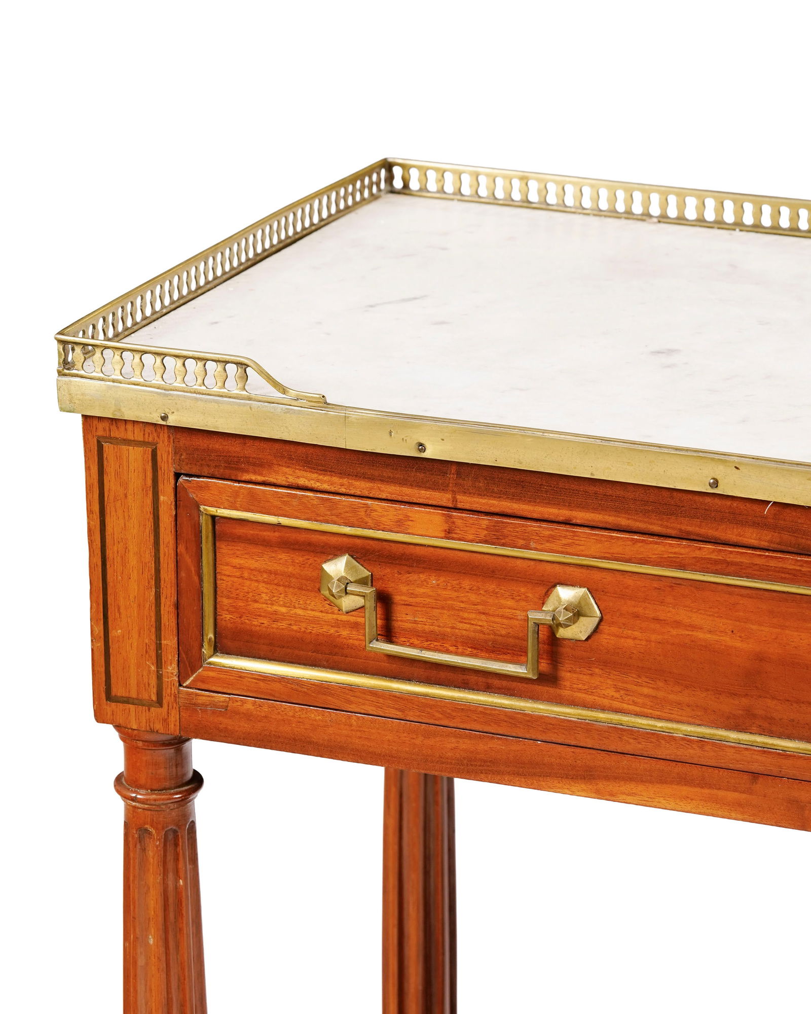 Desserte d'époque Louis XVI, en acajou, placage d'acajou et filets de marqueterie, ouvrant par  - 2