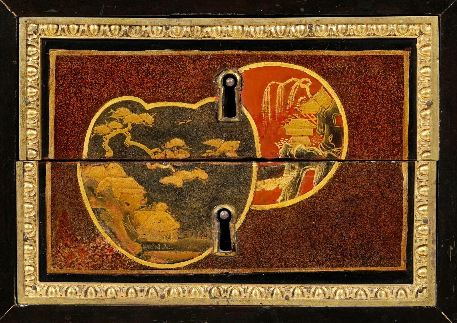 Bureau plat d'époque Louis XVI estampillé F. BURY, en bois noirci et ceinture agrémen - 11