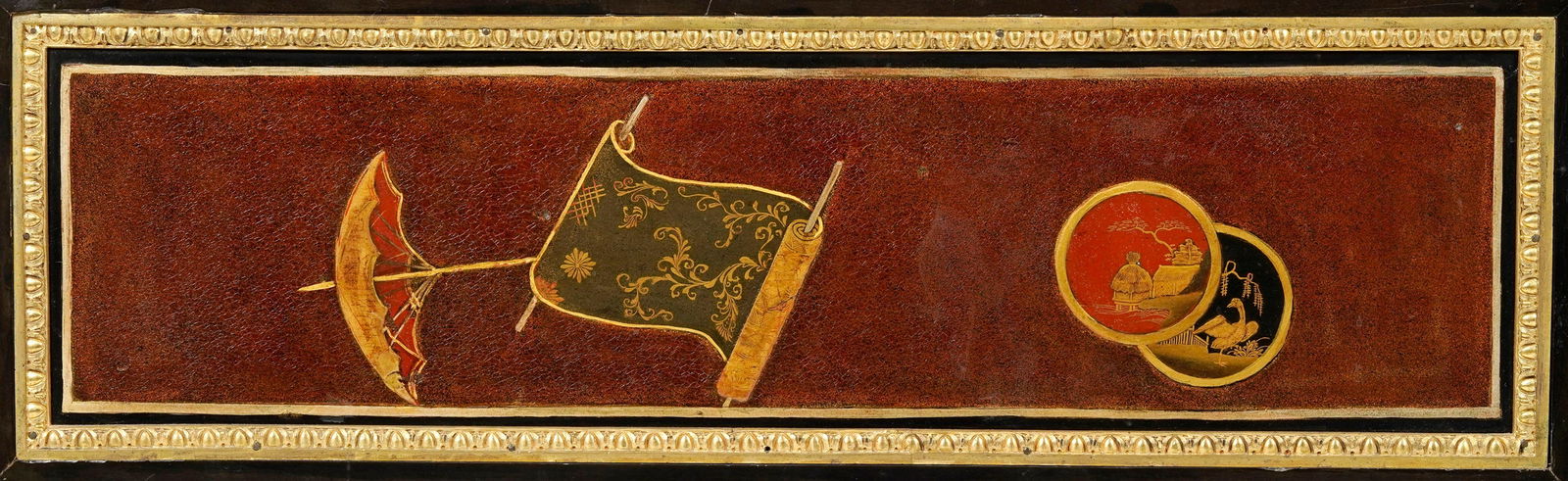 Bureau plat d'époque Louis XVI estampillé F. BURY, en bois noirci et ceinture agrémen - 9