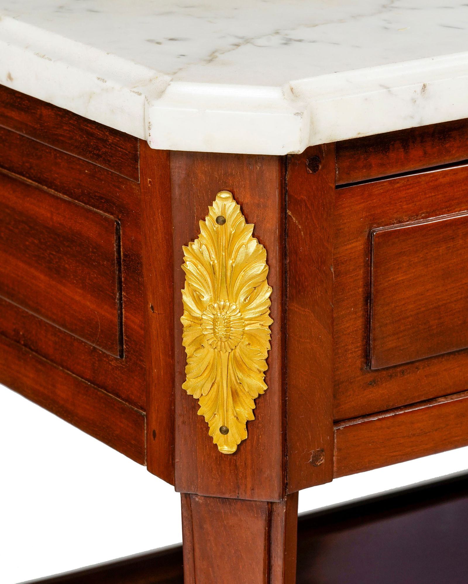 Desserte basse de style Louis XVI, composée d'éléments anciens, en acajou et placage  - 3