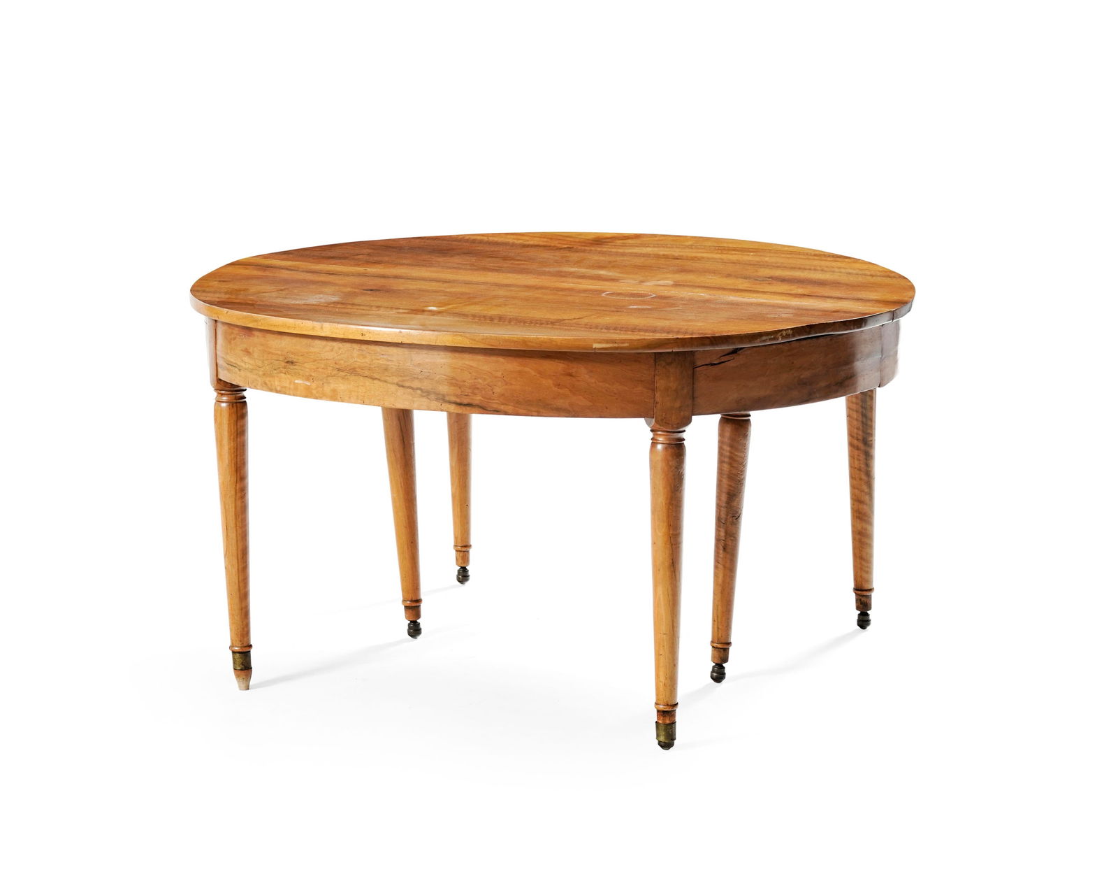 Table de salle à manger de style Directoire, XIXe s., en noyer et placage de noyer, à pied (1 of 2)