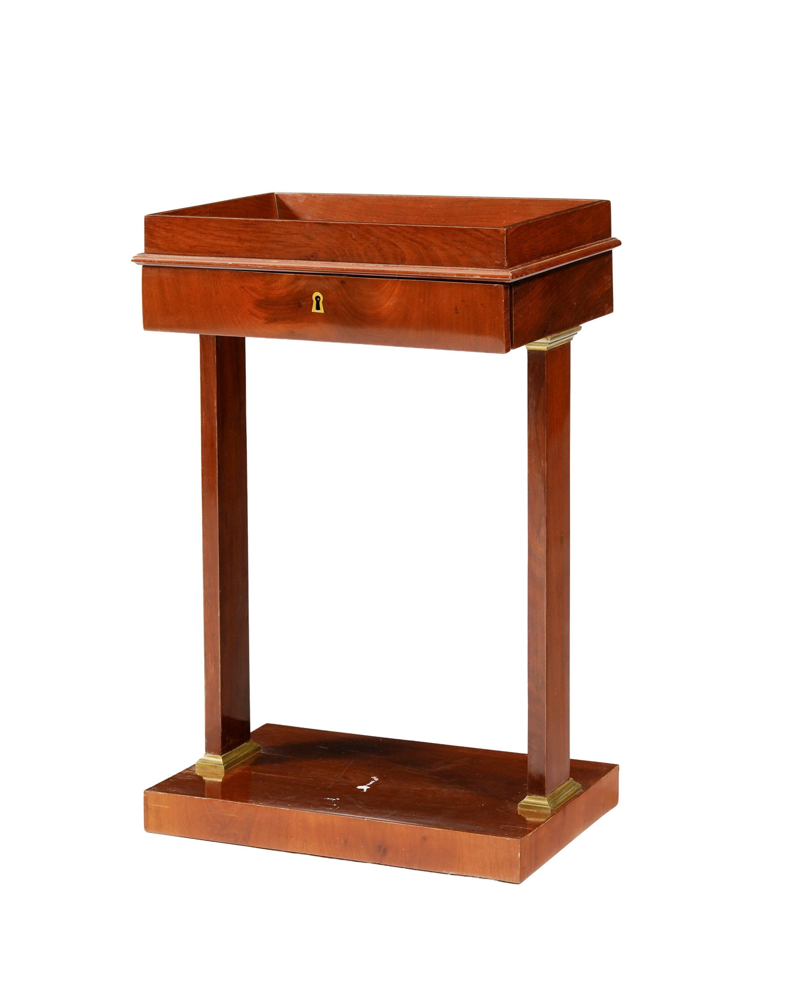 Table d'appoint formant écritoire d'époque Empire, en acajou, plateau en cuvette, tiroir a (1 of 2)