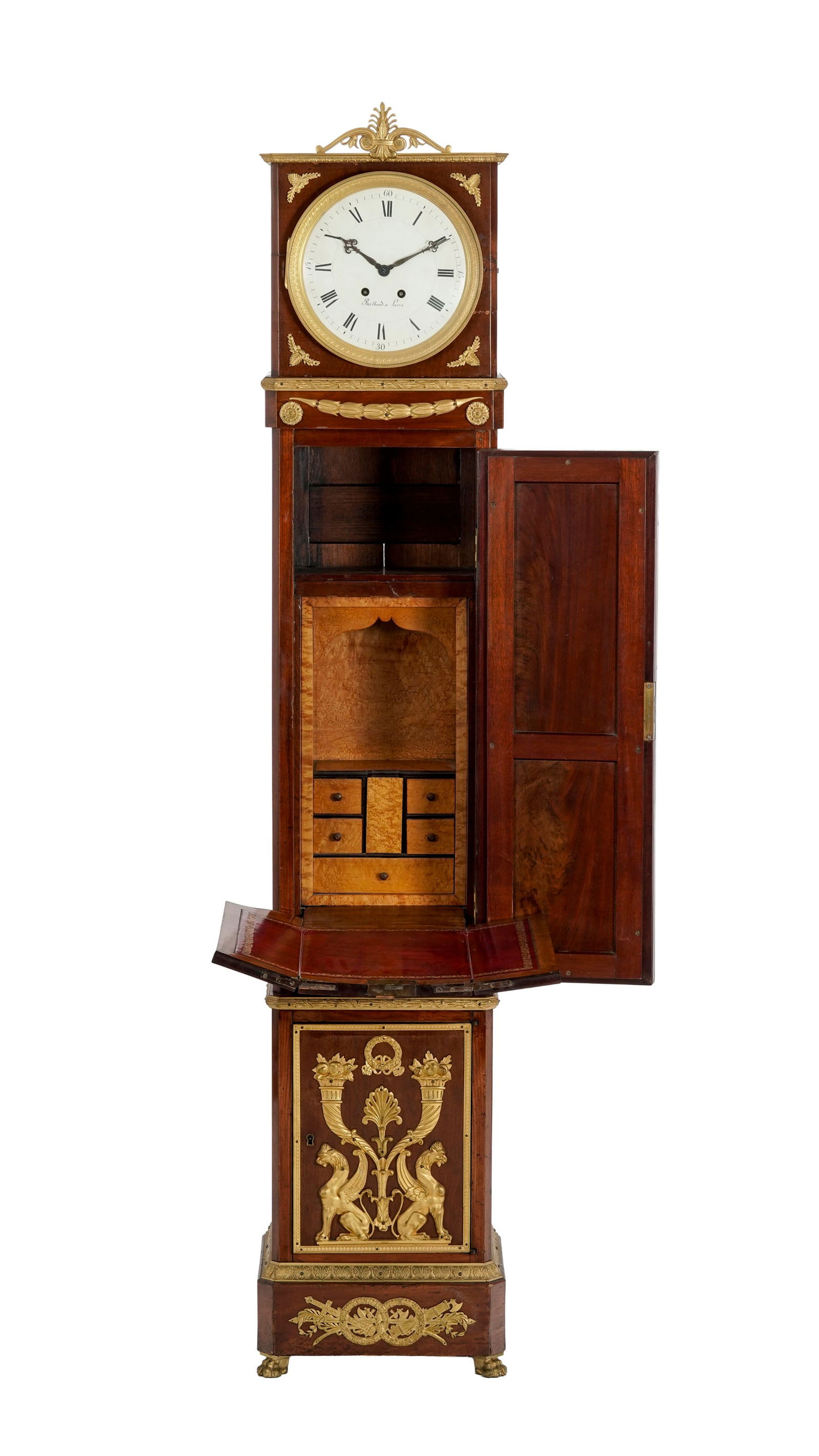 Pendule de parquet partiellement transformée en secrétaire d'époque Empire, en acajou - 2