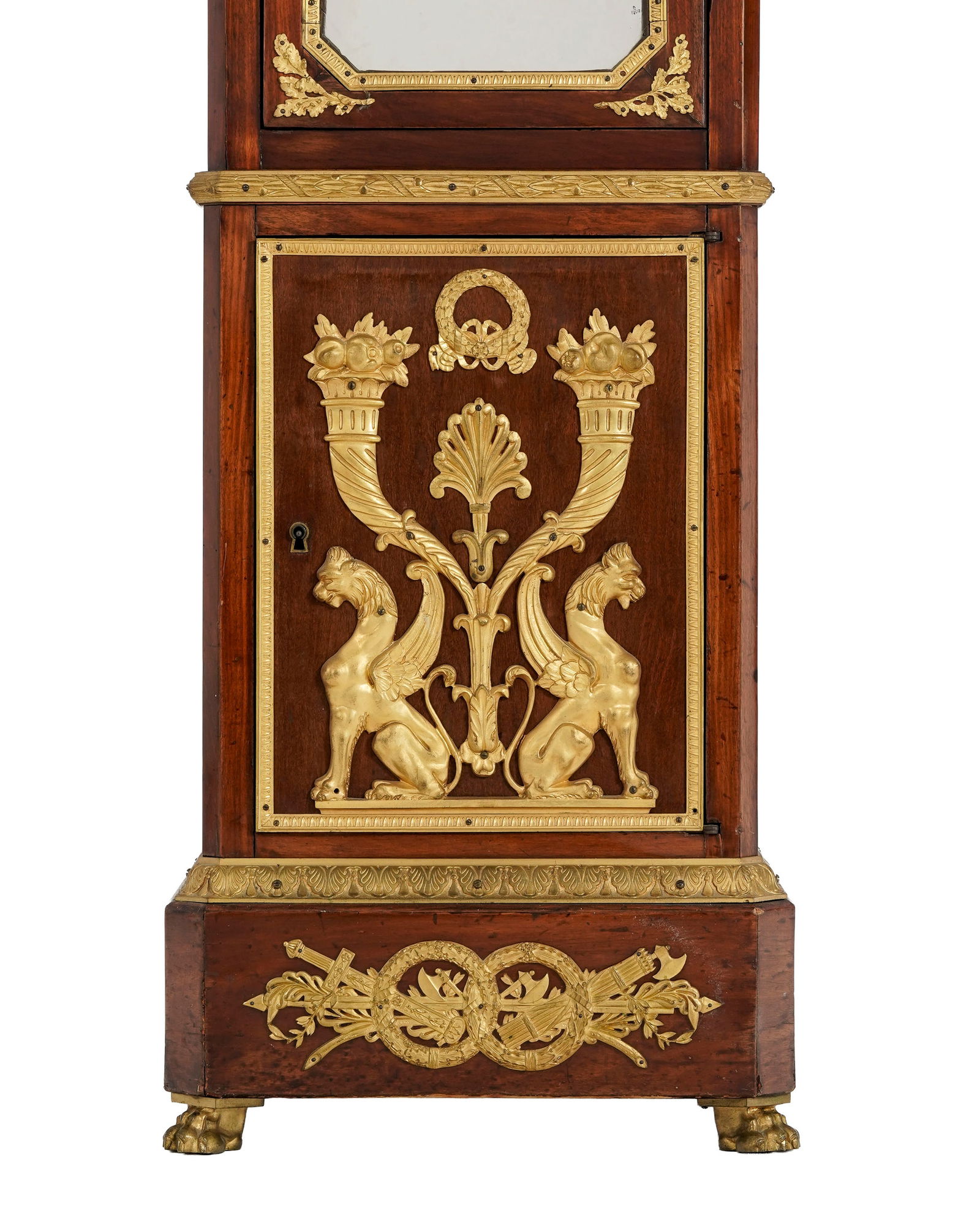 Pendule de parquet partiellement transformée en secrétaire d'époque Empire, en acajou - 5