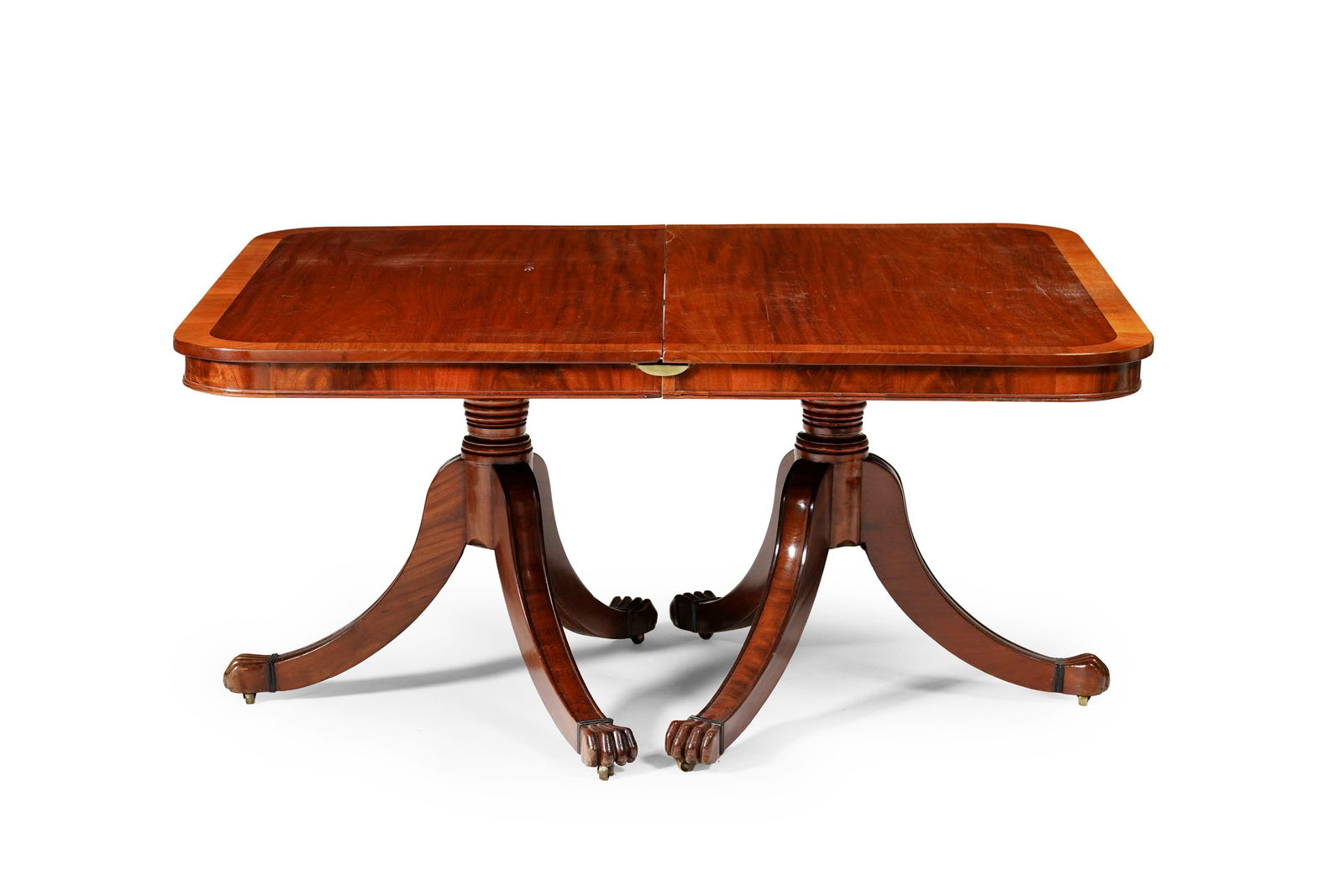 Table de salle à manger style Regency, Angleterre, XXe s., en acajou et placage d'acajou, à (1 of 2)