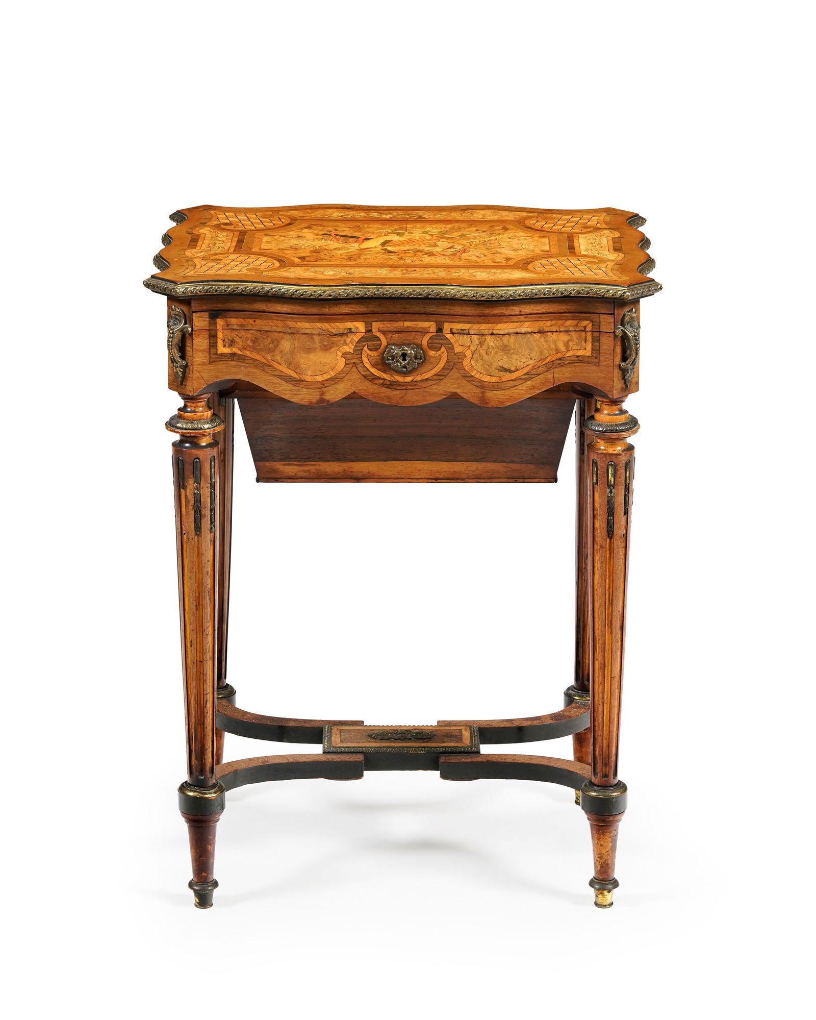 Travailleuse formant table à écrire d'époque Napoléon III, en marqueterie à (1 of 5)