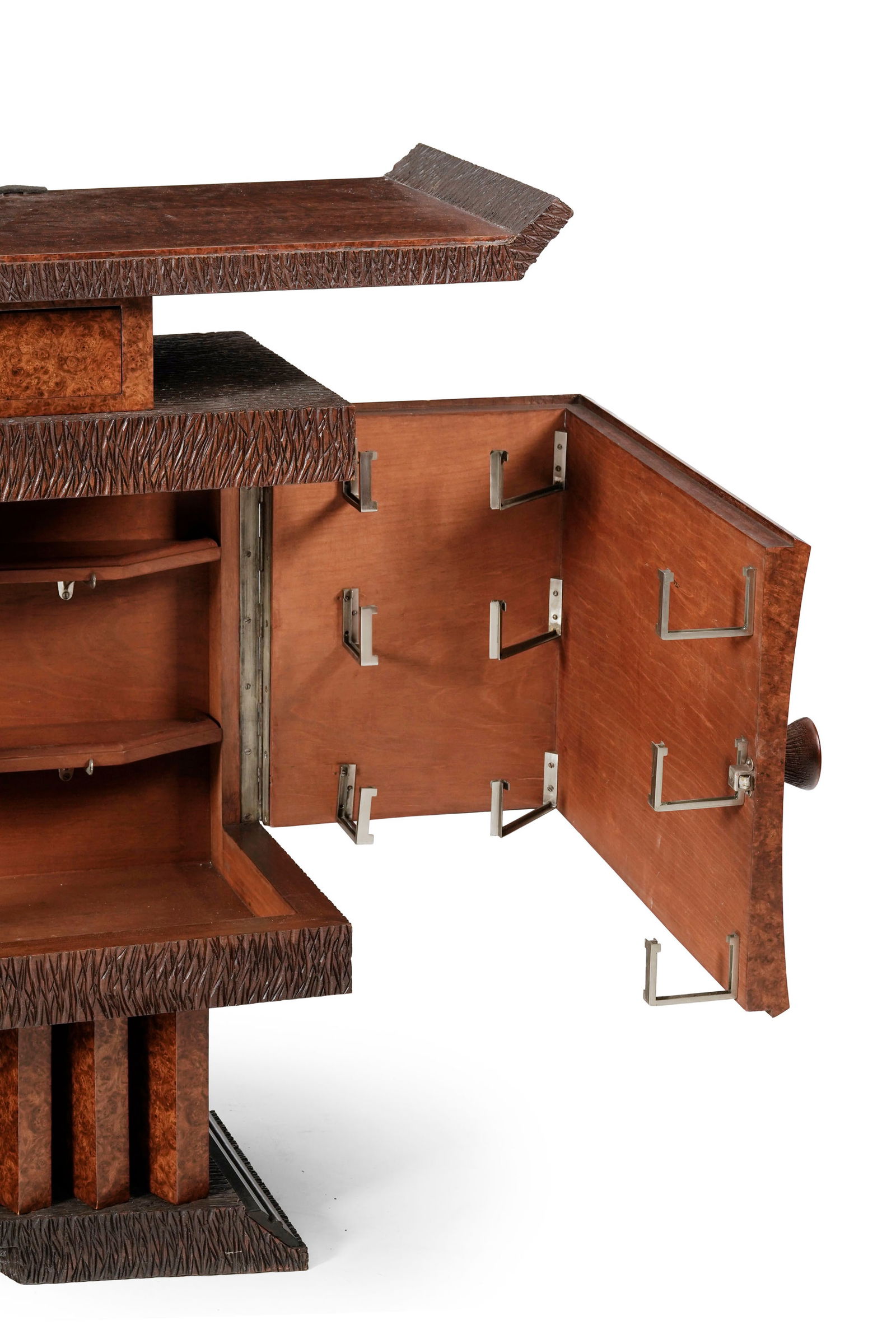 Console et son miroir par Pier Luigi Colli (1895-1968), Italie, circa 1935, en placage de loupe de t - 2