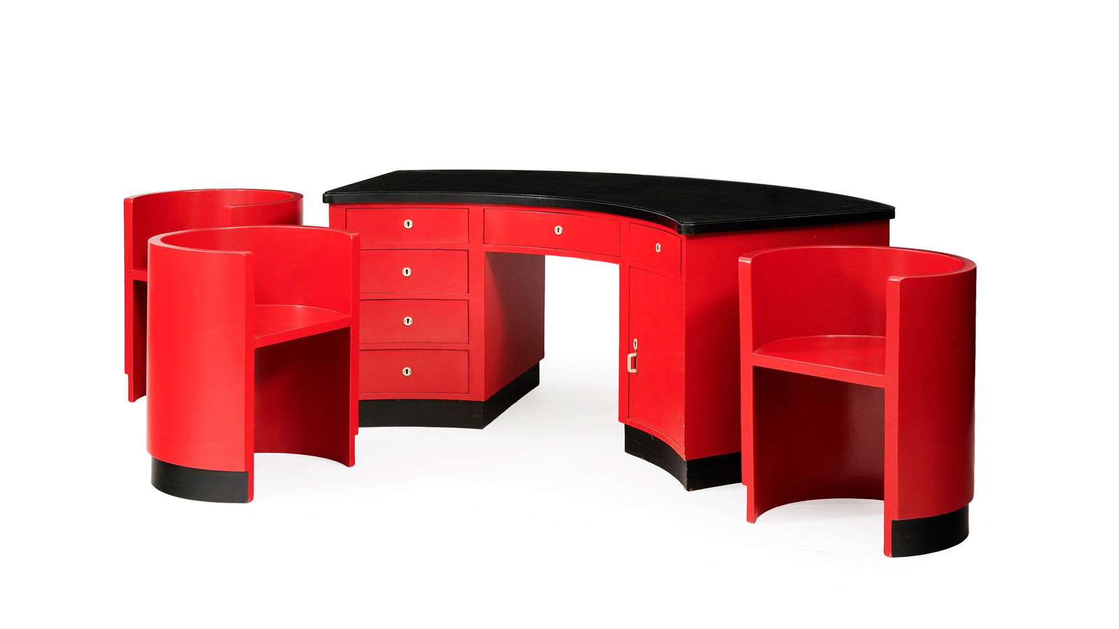 Bureau et suite de 3 fauteuils attribués à Giuseppe Pagano Pogatschnig (1896-1945), bureau (1 of 2)