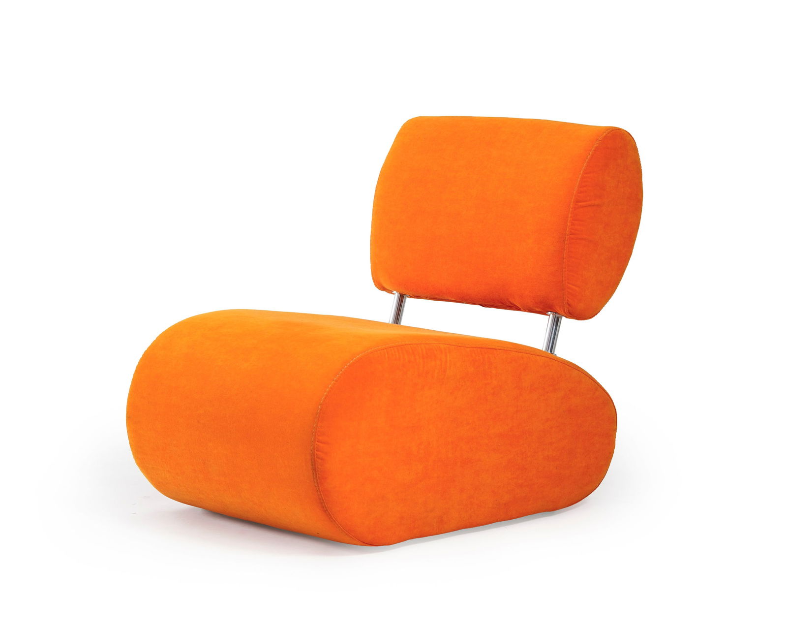 Chauffeuse, XXe s., garniture en tissu orange: Chauffeuse, XXe s., garniture en tissu orange 