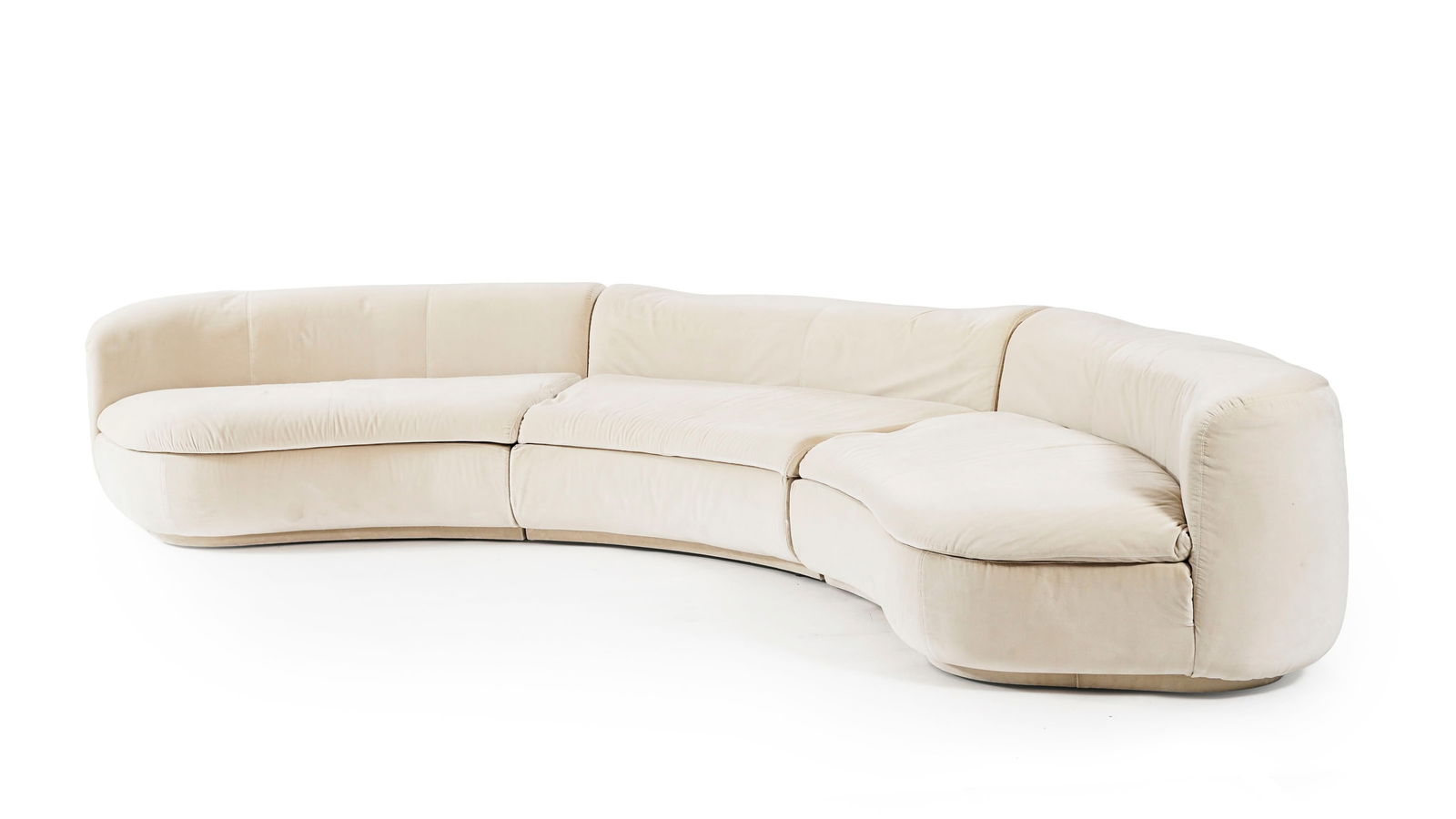 Canapé Piaf, édition Baxter, garniture en velours beige Loro Piana, composé de trois  (1 of 3)