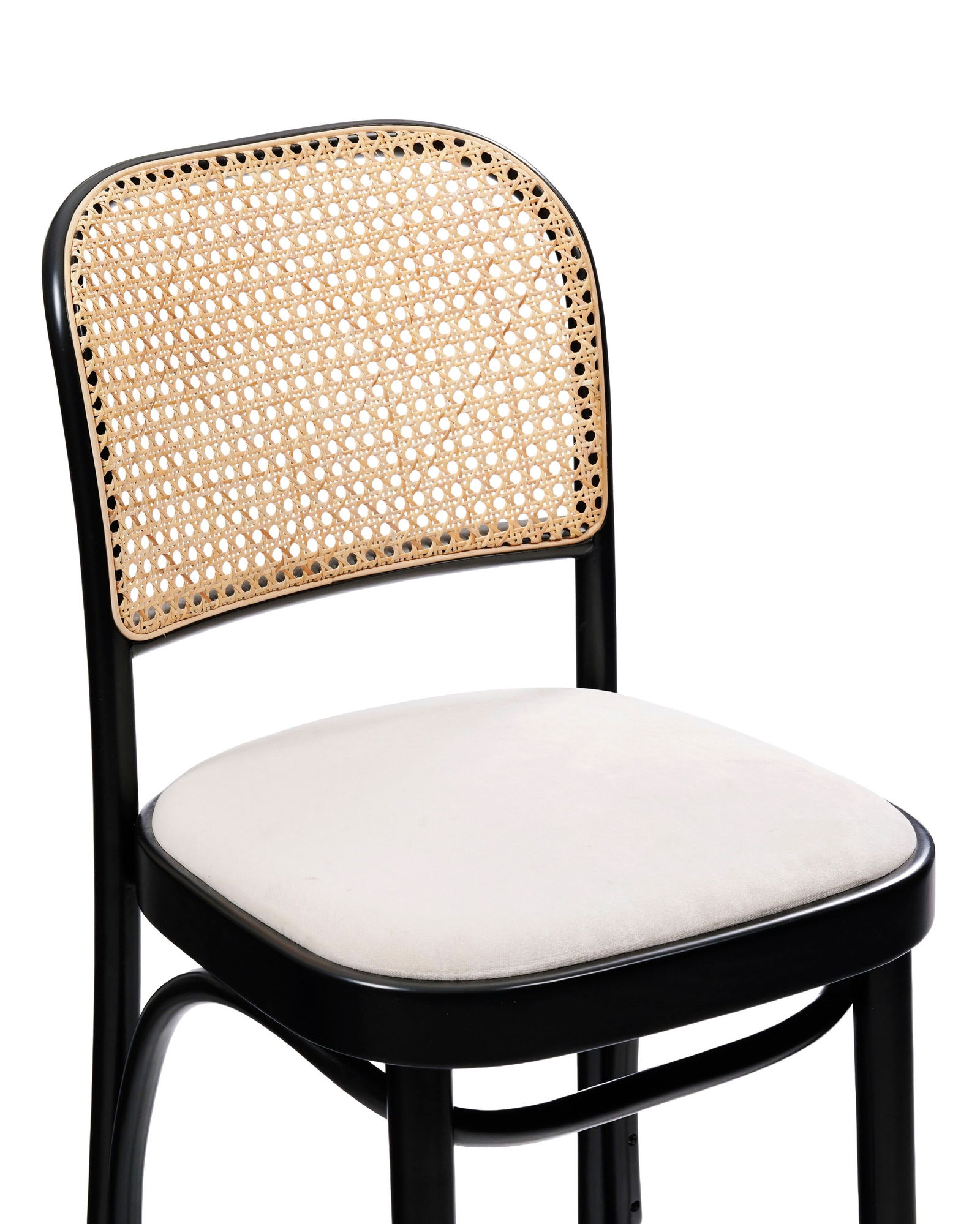 Paire de chaises de bar n°811, édition Thonet, 2019, en bois teinté noir, assise garn - 2