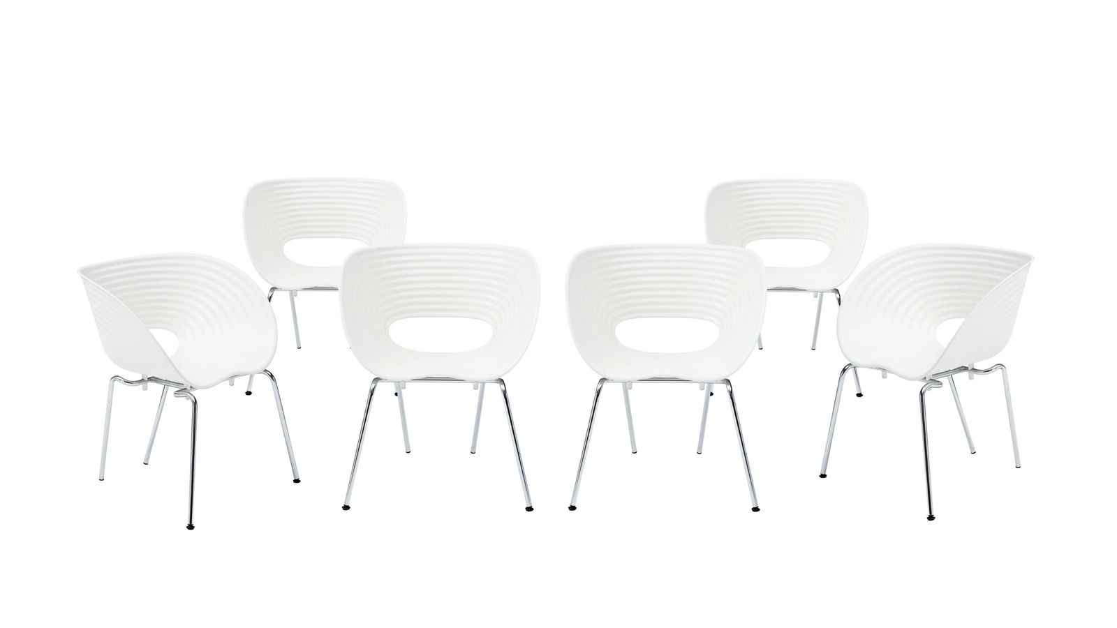 Suite de 6 chaises Tom Vac par Ron Arad (né en 1951), édition Vitra, structure en acier tu (1 of 1)