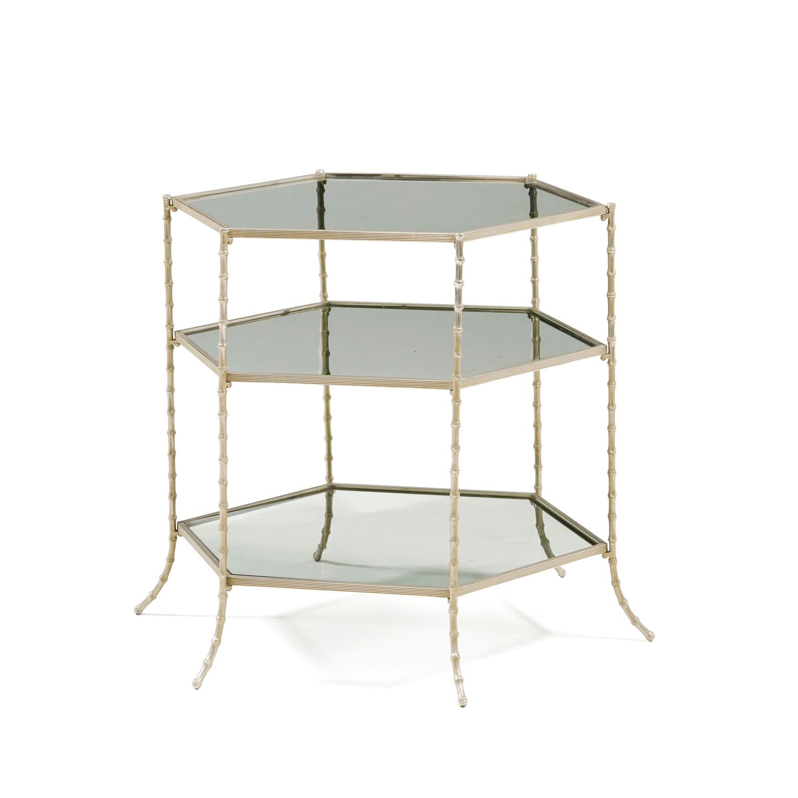 Guéridon dans le goût de la maison Jansen, XXe s., en bronze argenté à l'imitati (1 of 2)