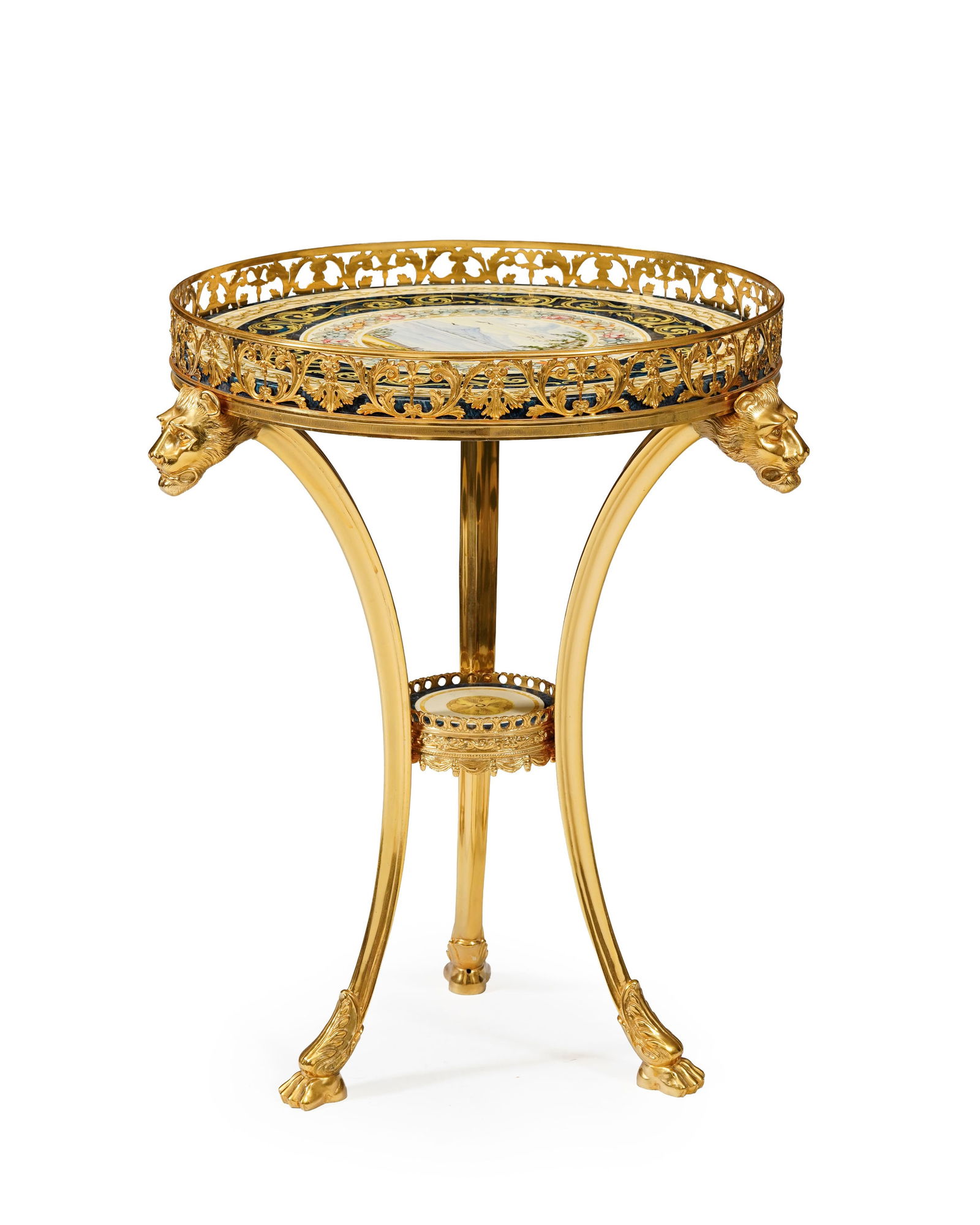 Guéridon par la maison Colombostile, Italie, XXIe s., en métal doré, à montants  (1 of 4)