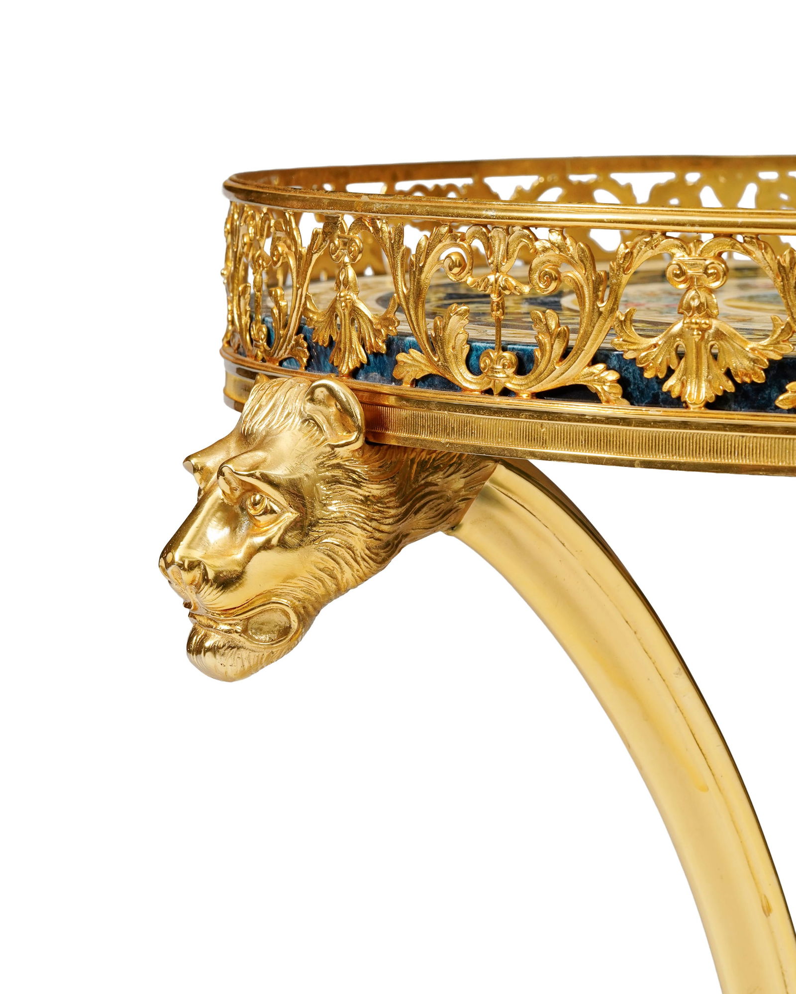 Guéridon par la maison Colombostile, Italie, XXIe s., en métal doré, à montants  - 2