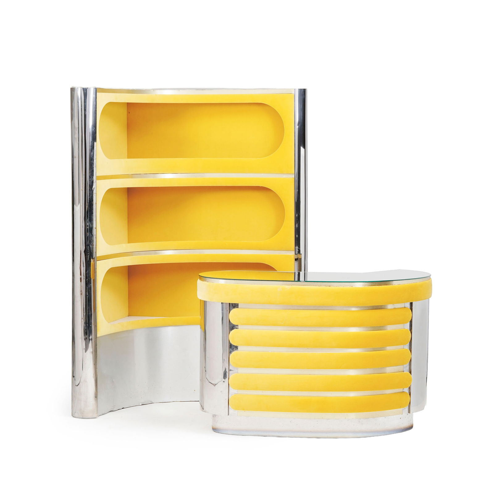 Bar Bean dans le goût de Willy Rizzo (1928-2013), circa 1970, en bois, métal chromé e (1 of 2)