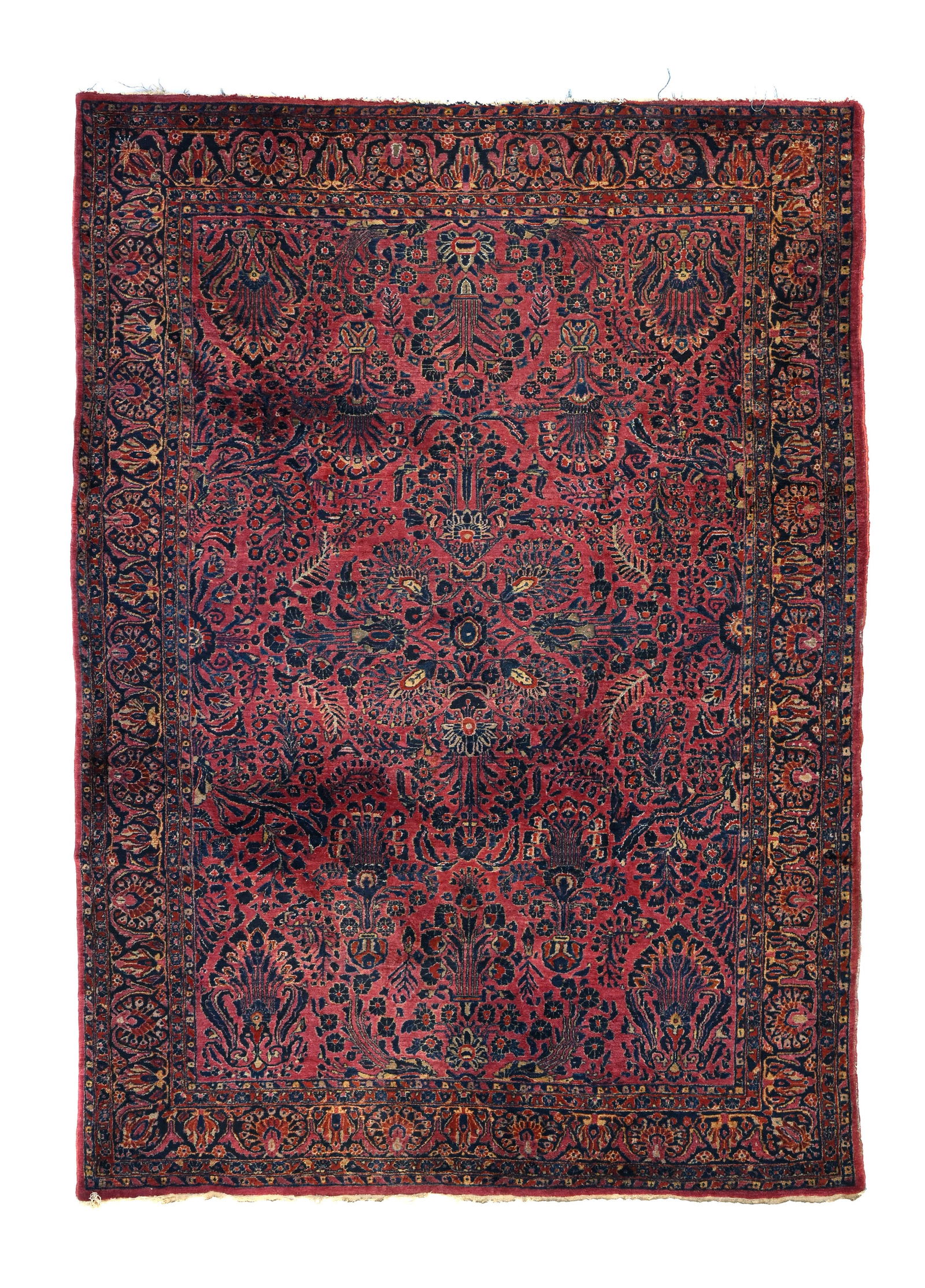 Tapis Sarough, Iran, milieu du XXe s., à semis de bouquets de fleurs sur fond rouge, bordure fl (1 of 1)
