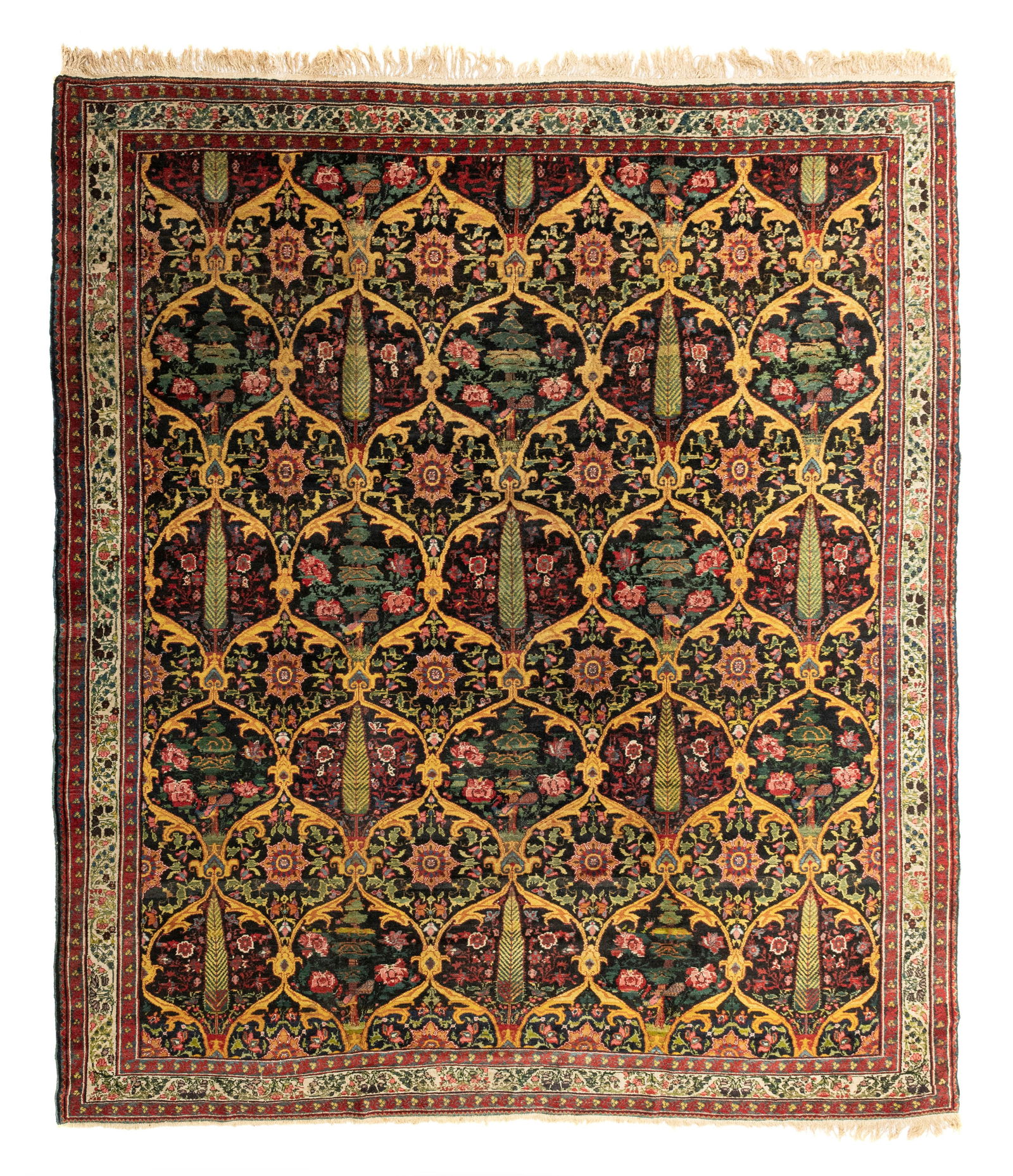 Tapis Bakhtiar, Iran, 1er quart du XXe s., à décor de fleurs, d'arbres et de cyprès i (1 of 1)