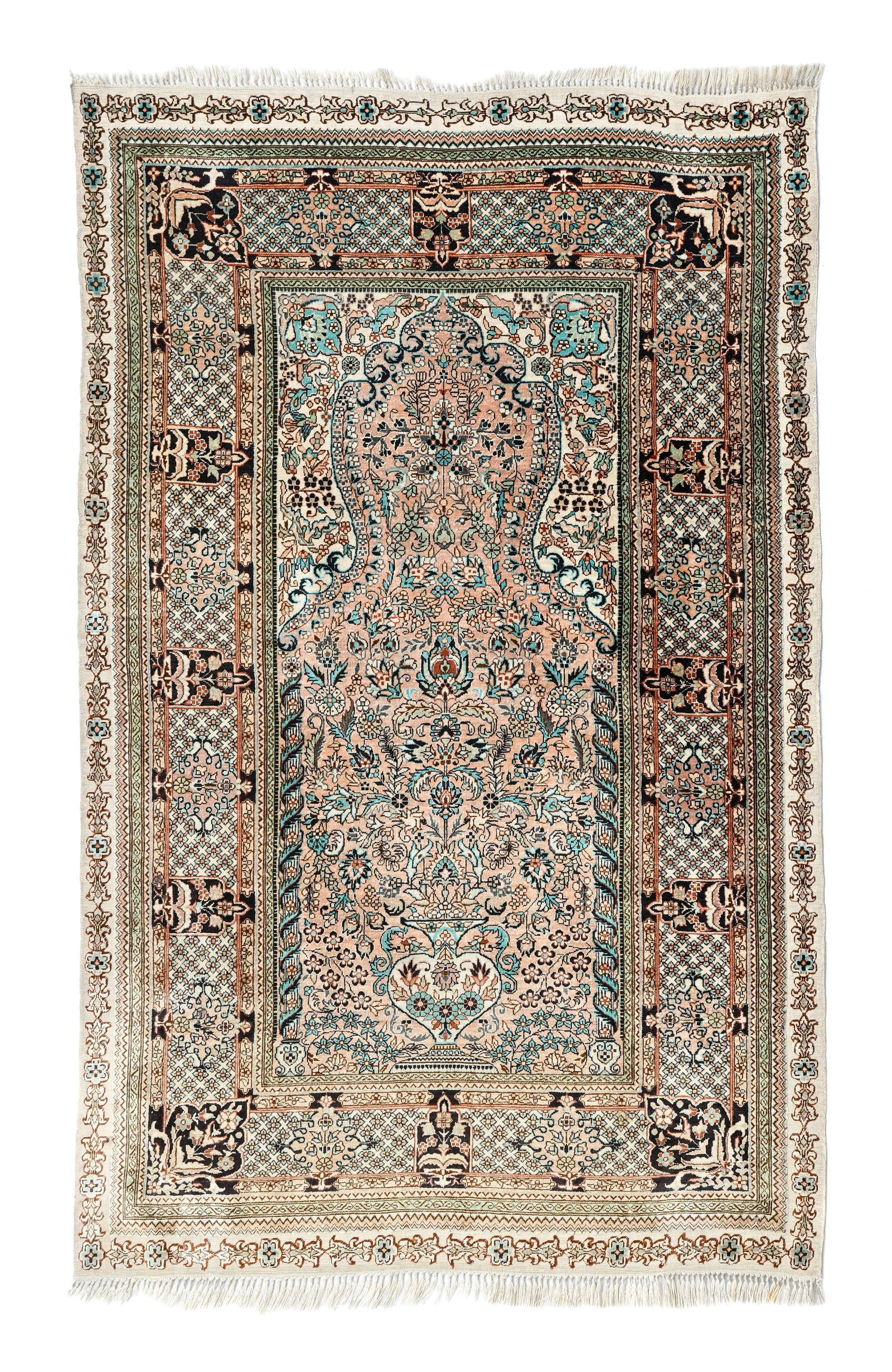 Tapis de prière, Chine, 2ème moitié du XXe s., à décor d'un vase fleuri ins (1 of 1)