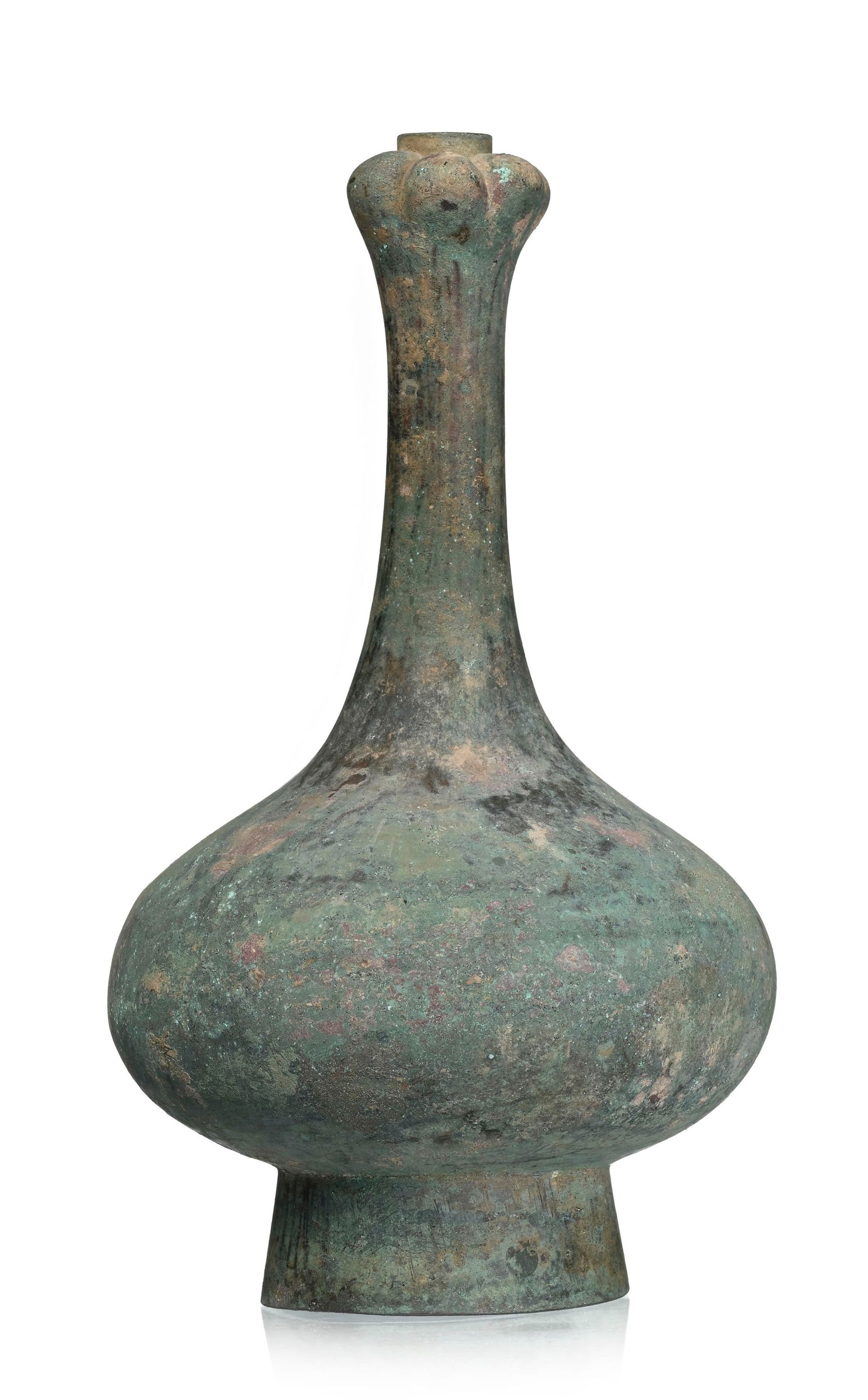 Vase tianqiuping en bronze avec col en forme de gousse d'ail, Chine, dynastie Han, h. 39 cm, 2392g  - 2