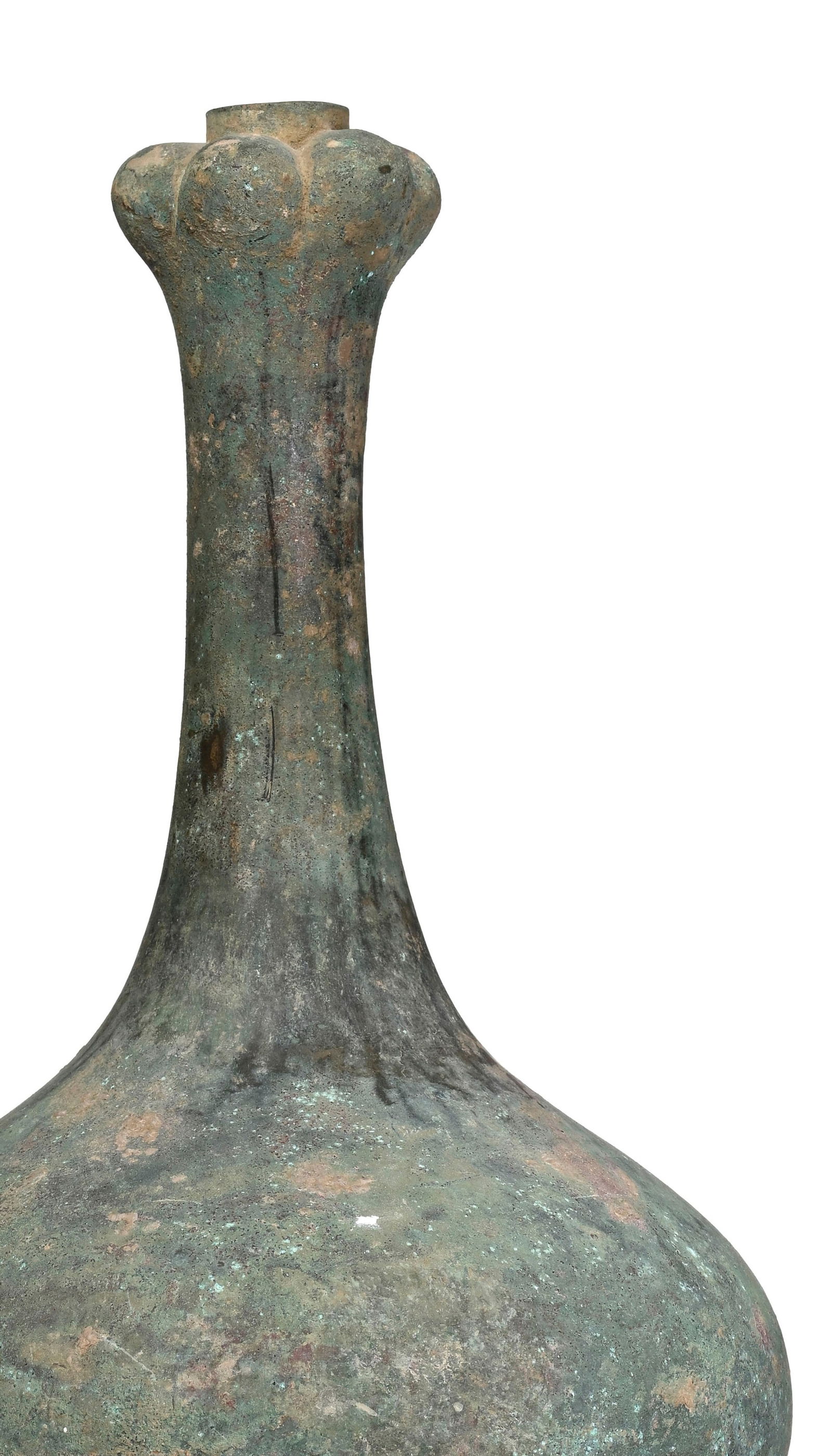 Vase tianqiuping en bronze avec col en forme de gousse d'ail, Chine, dynastie Han, h. 39 cm, 2392g  - 3