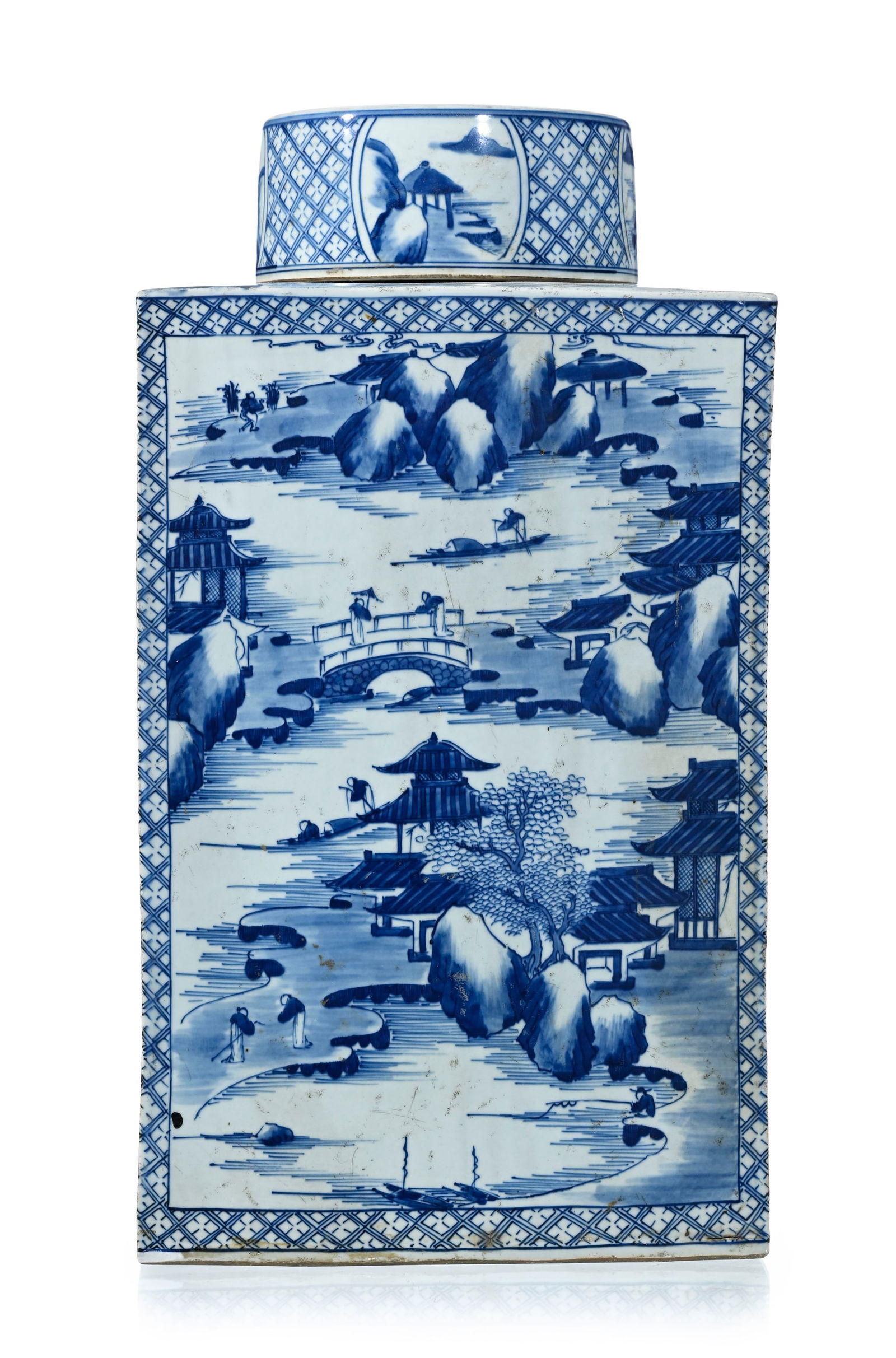 Paire de monumentales boîtes à thé rectangulaires en porcelaine, Chine, dynastie Qing - 11